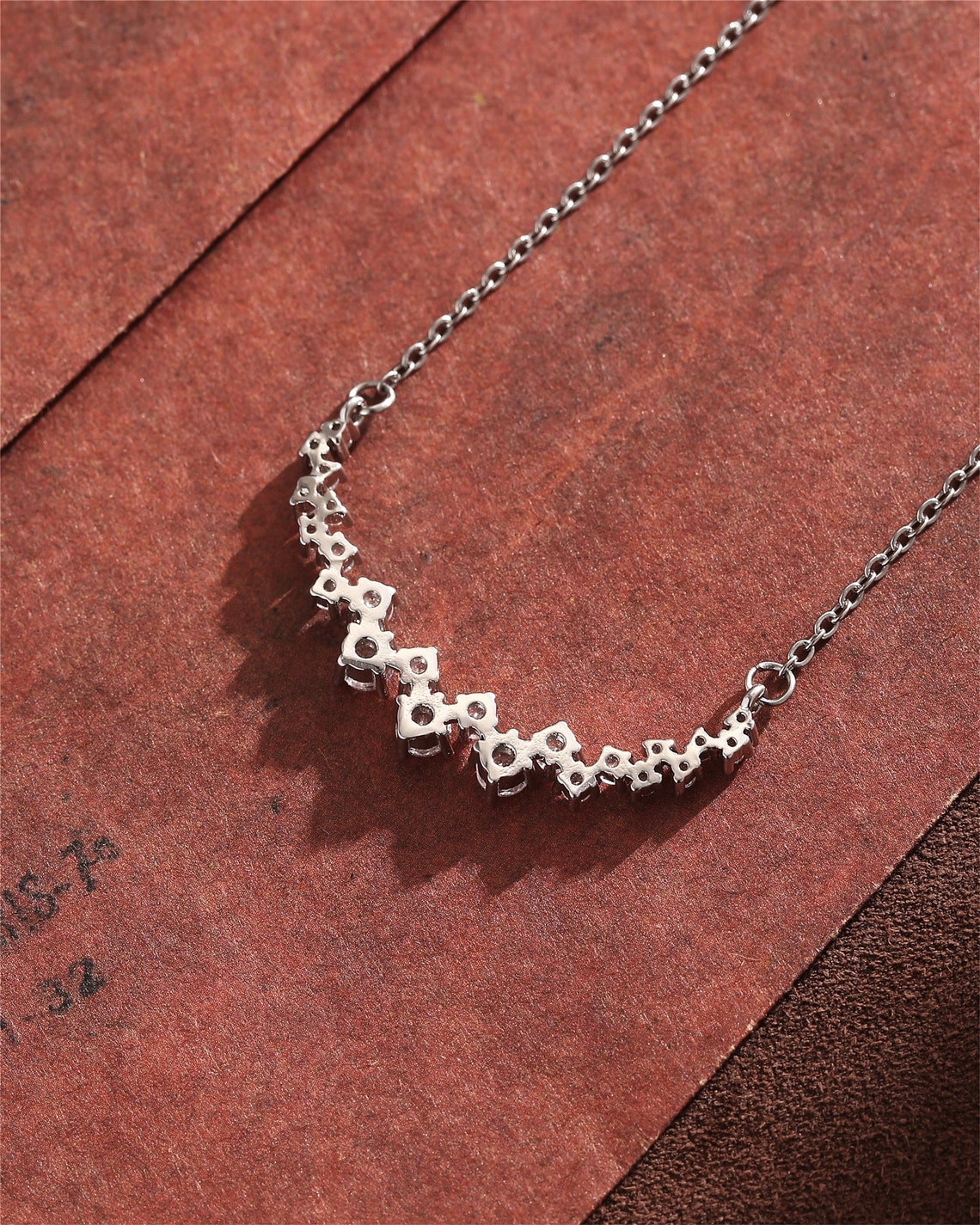 1.20 TCW Round Moissanite Diamond Cluster Necklace - crownmoissanite