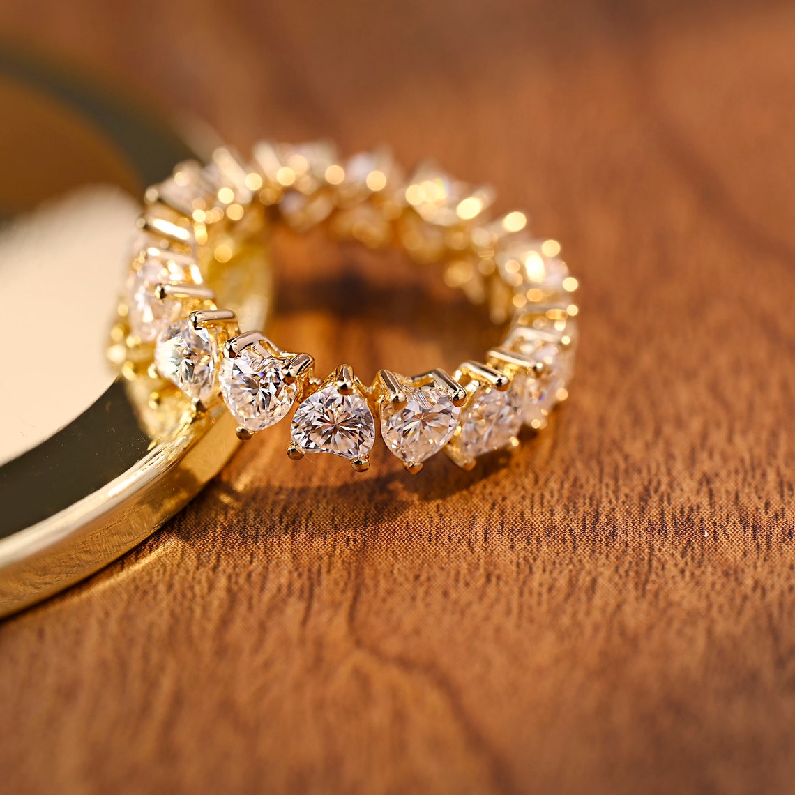 3.0 TCW Heart Moissanite Diamond Full Eternity Wedding Band - crownmoissanite