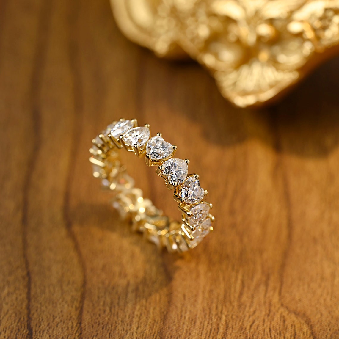 3.0 TCW Heart Moissanite Diamond Full Eternity Wedding Band - crownmoissanite
