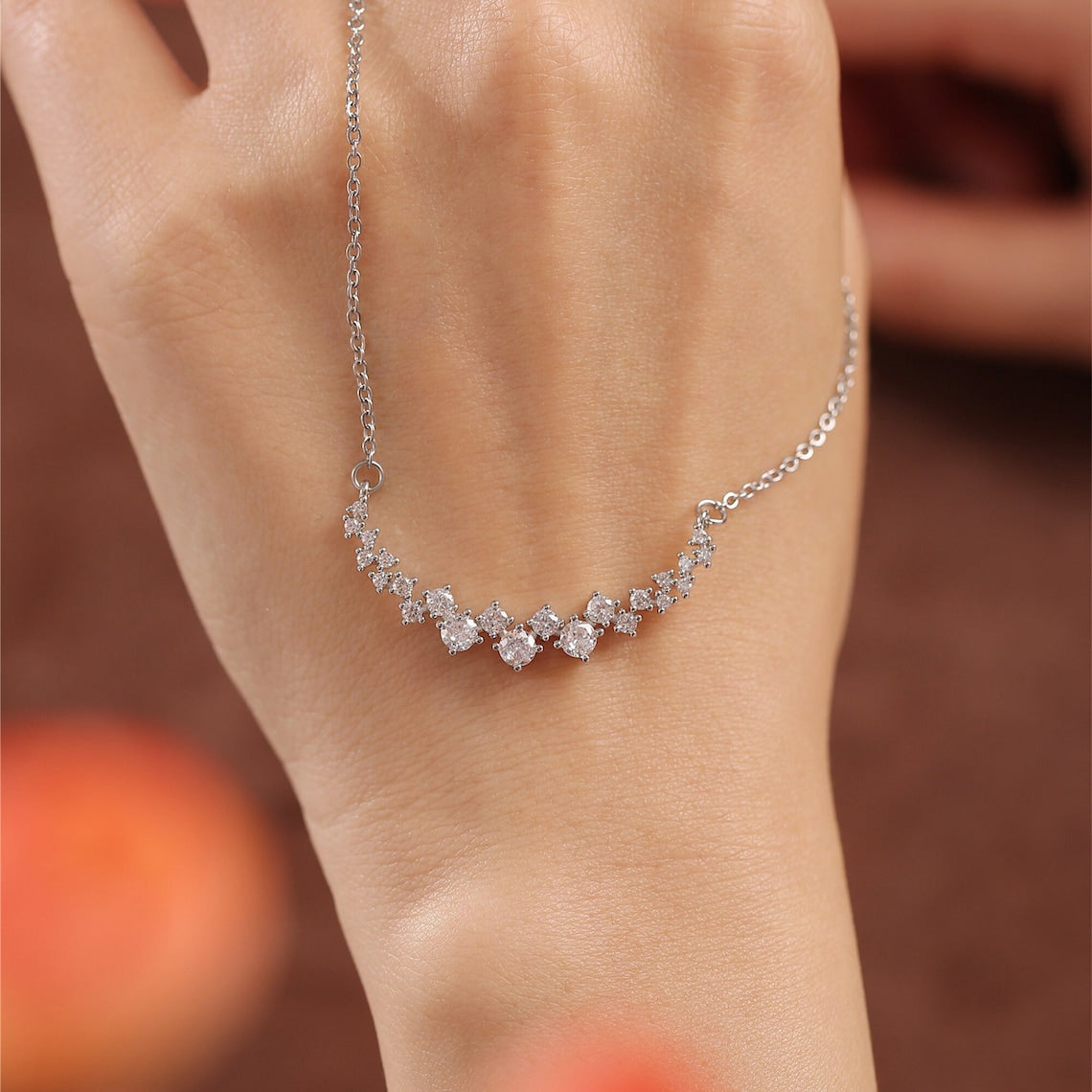 1.20 TCW Round Moissanite Diamond Cluster Necklace - crownmoissanite