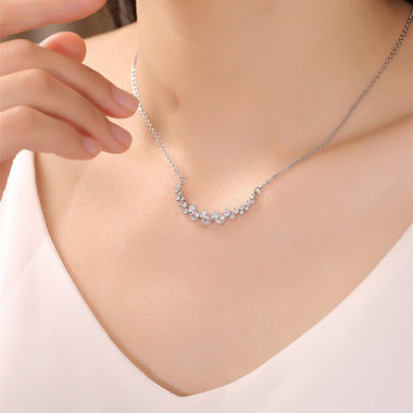 1.20 TCW Round Moissanite Diamond Cluster Necklace - crownmoissanite