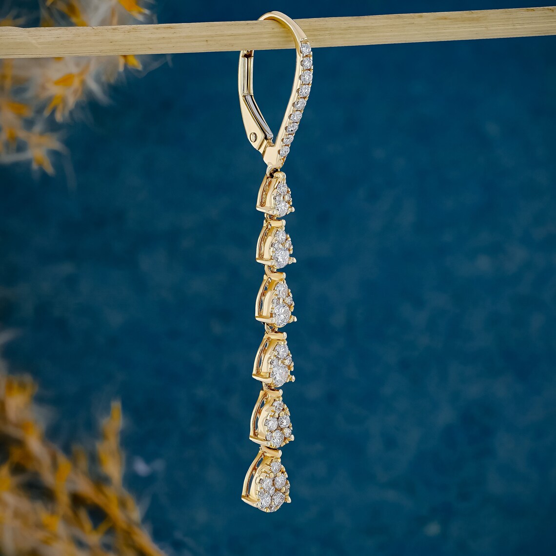 1.0 TCW Round Moissanite Diamond Long Drop Earrings - crownmoissanite