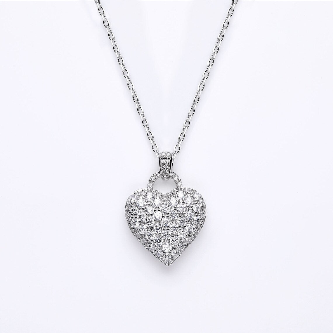 1.20 TCW Round Moissanite Diamond Heart Pendant Necklace - crownmoissanite