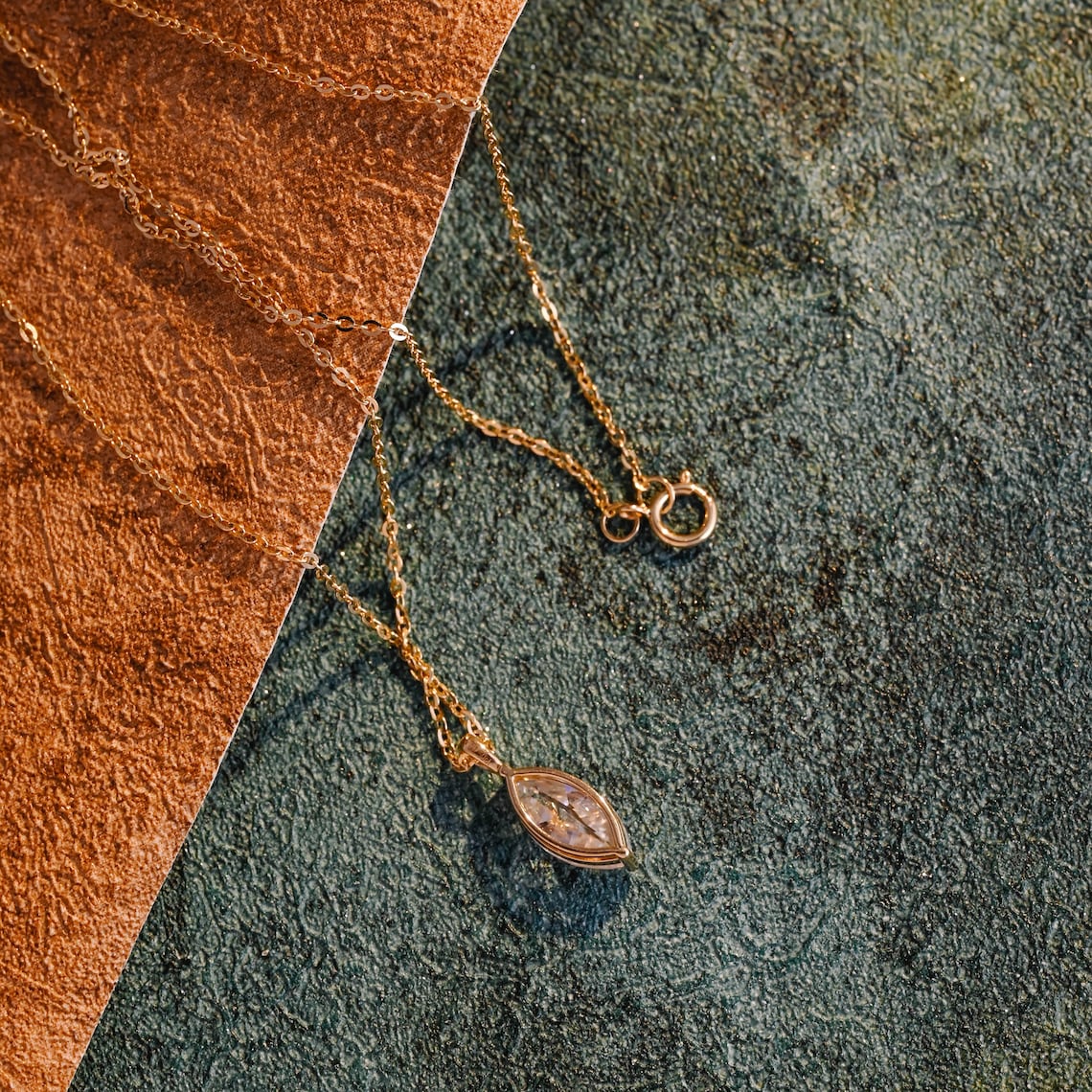 0.80 TCW Marquise Moissanite Diamond Solitaire Necklace - crownmoissanite