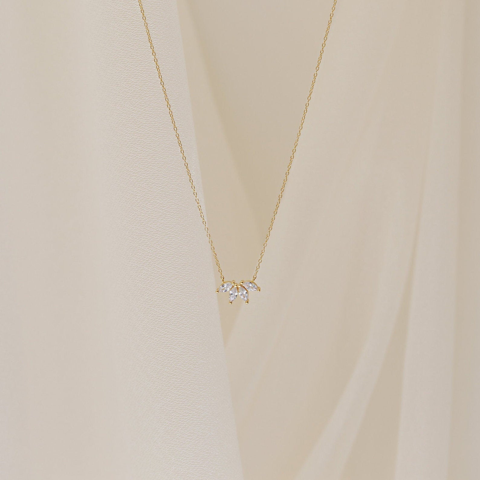0.20 TCW Marquise Moissanite Minimalsit Necklace - crownmoissanite