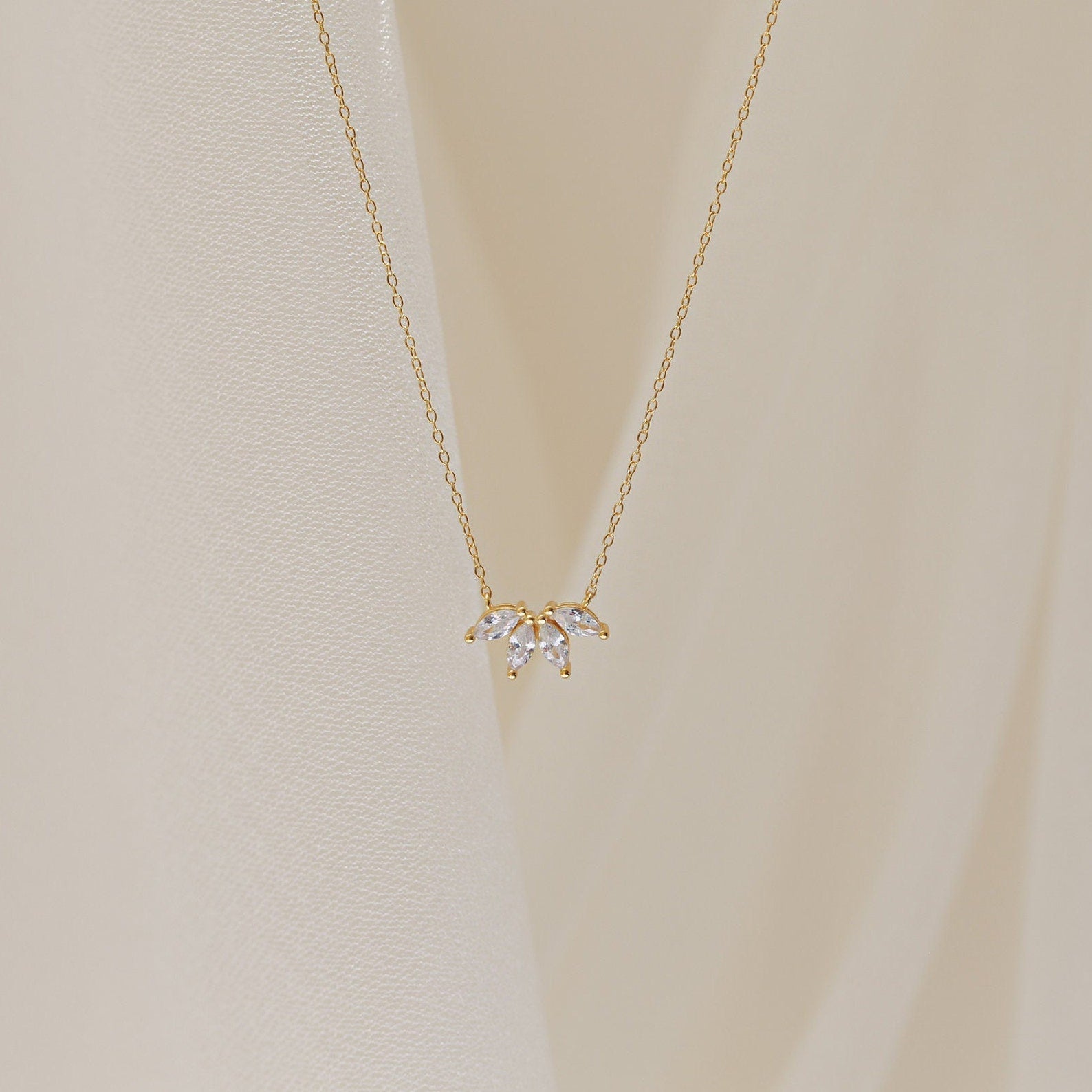 0.20 TCW Marquise Moissanite Minimalsit Necklace - crownmoissanite