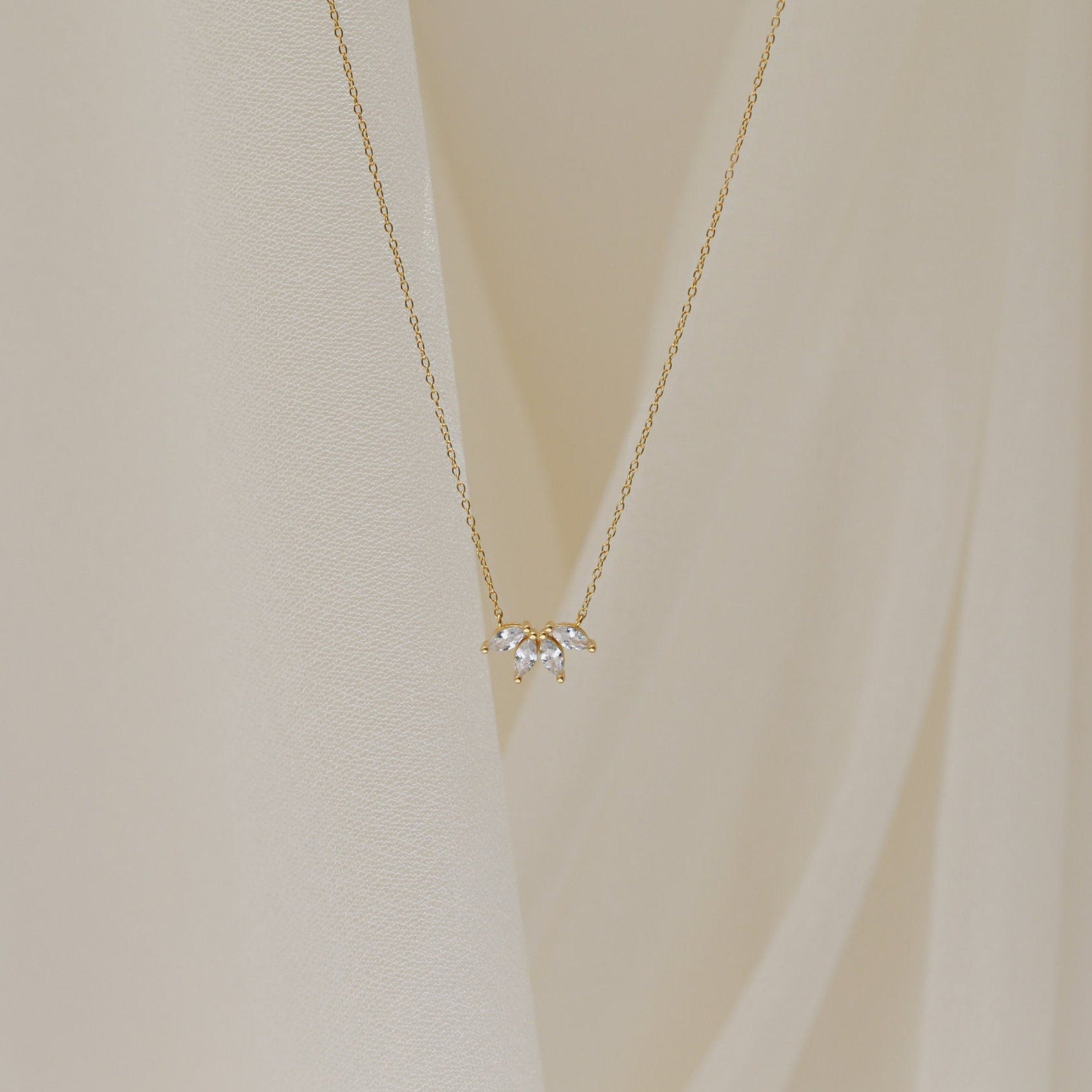 0.20 TCW Marquise Moissanite Minimalsit Necklace - crownmoissanite