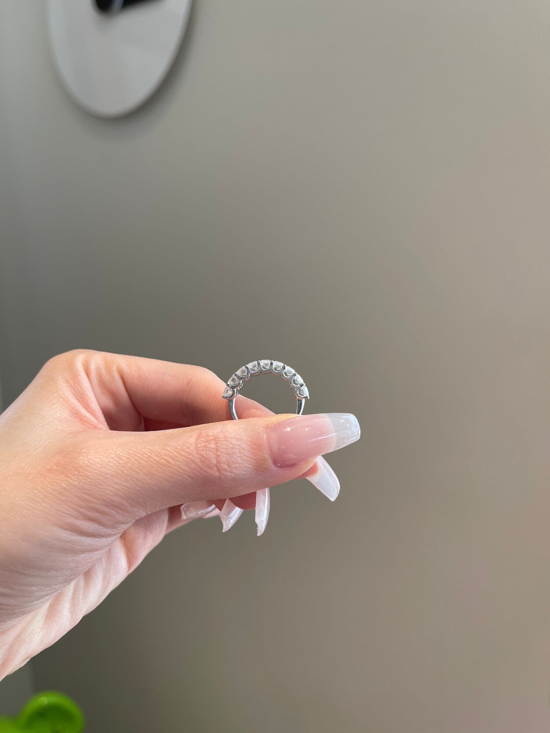 2.70 TCW Emerald Shaped Moissanite Half Eternity Wedding Band - crownmoissanite