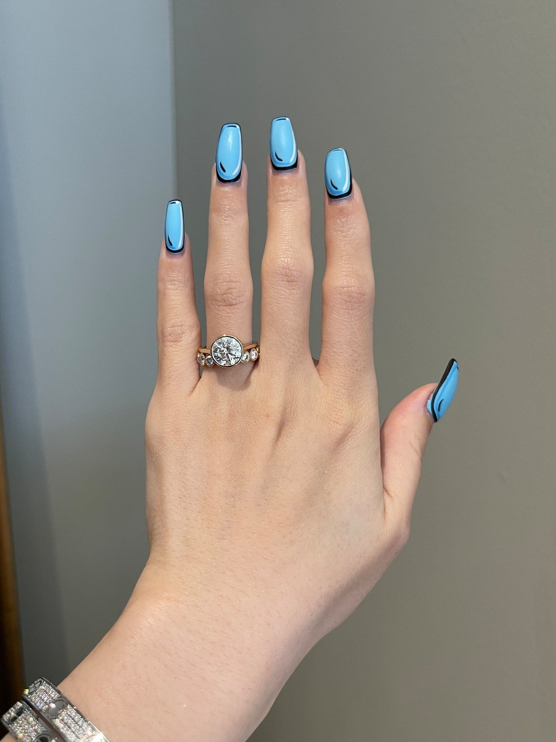 0.90 TCW Round Shaped Moissanite Bezel Half Eternity Wedding Band - crownmoissanite