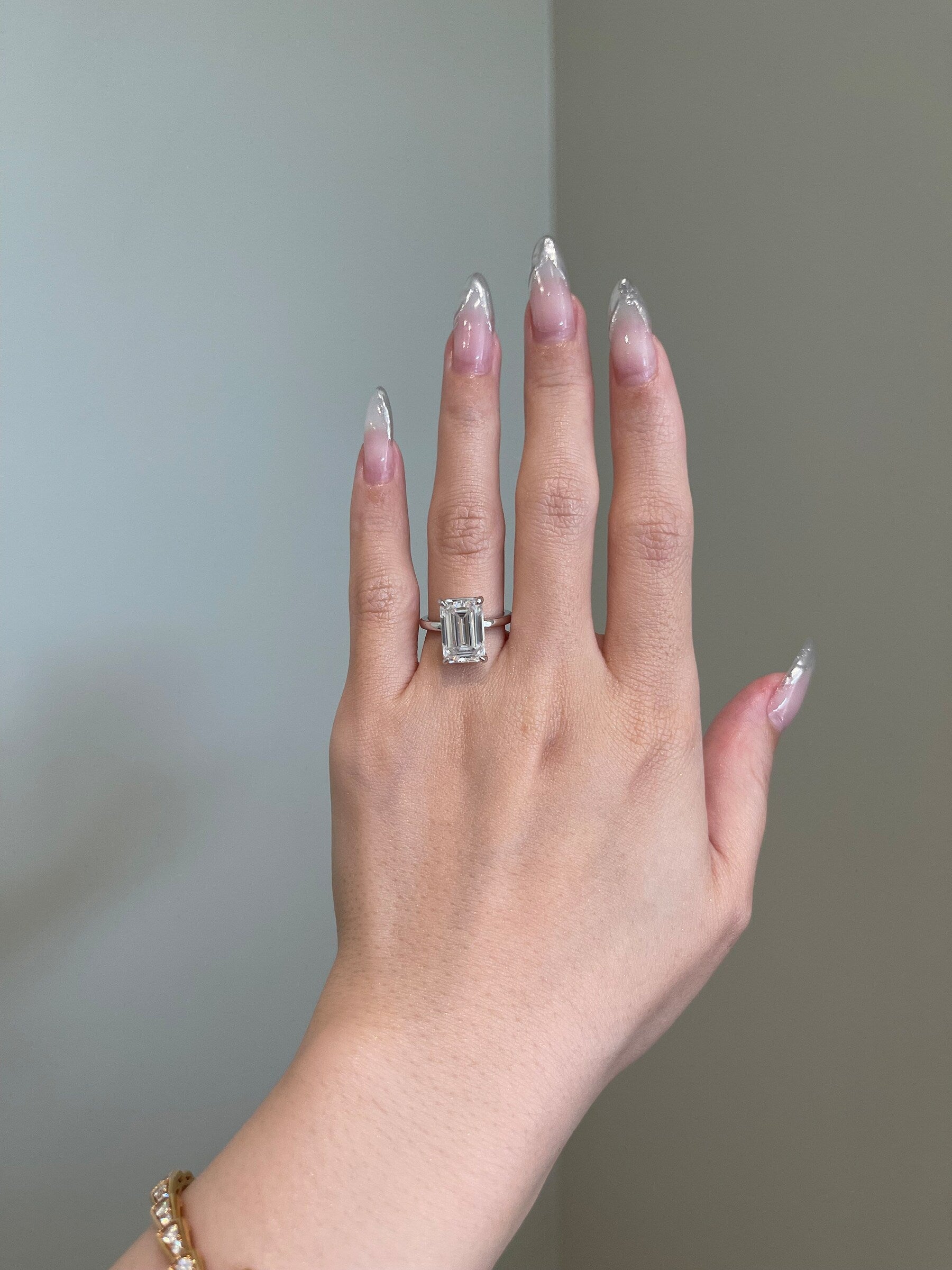 3.0 CT-5.0 CT Emerald Shaped Moissanite Solitaire Engagement Ring - crownmoissanite