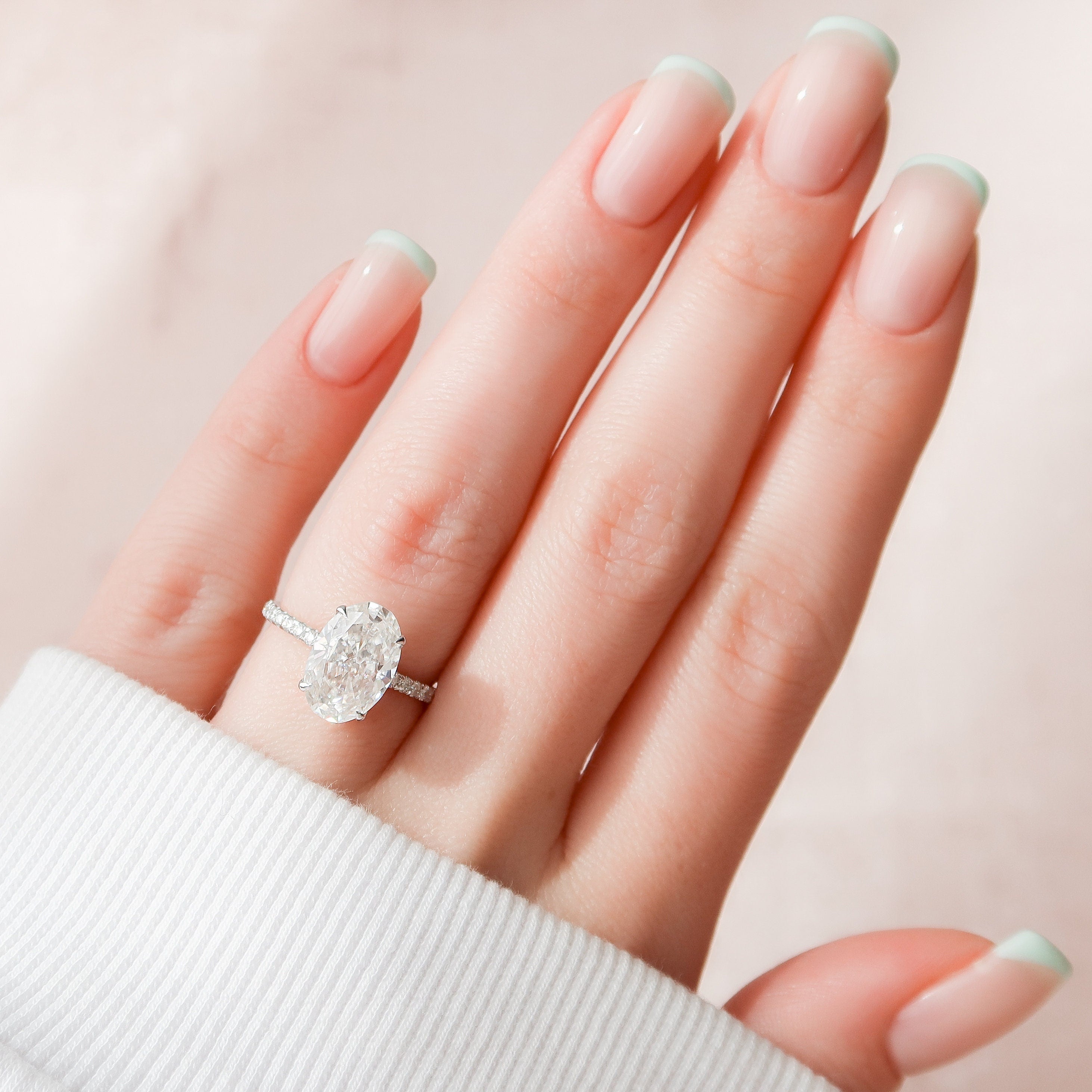 3.5 CT Oval Hidden Halo & Pave Moissanite Engagement Ring - crownmoissanite