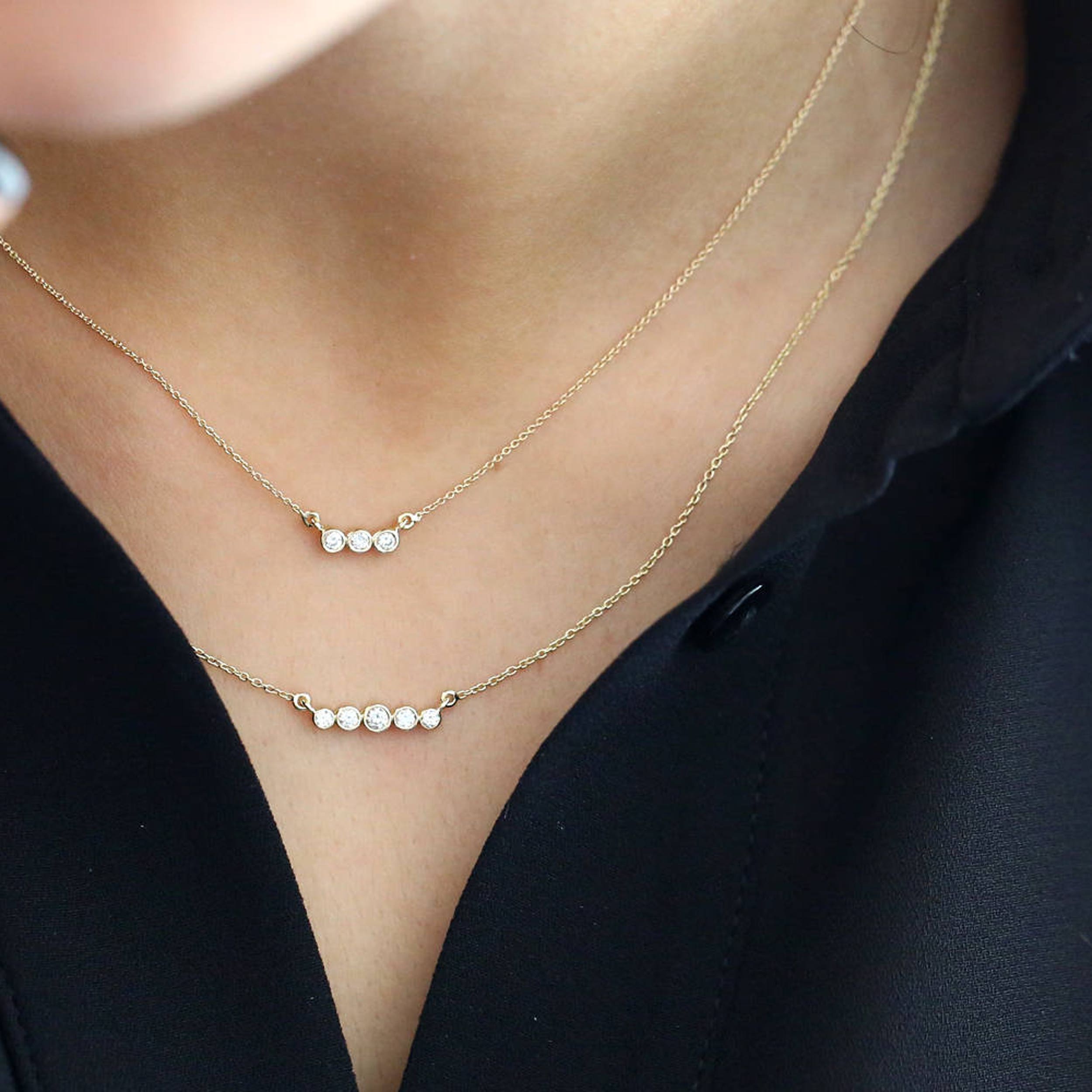 0.10 TCW Round Moissanite Bezel Necklace - crownmoissanite