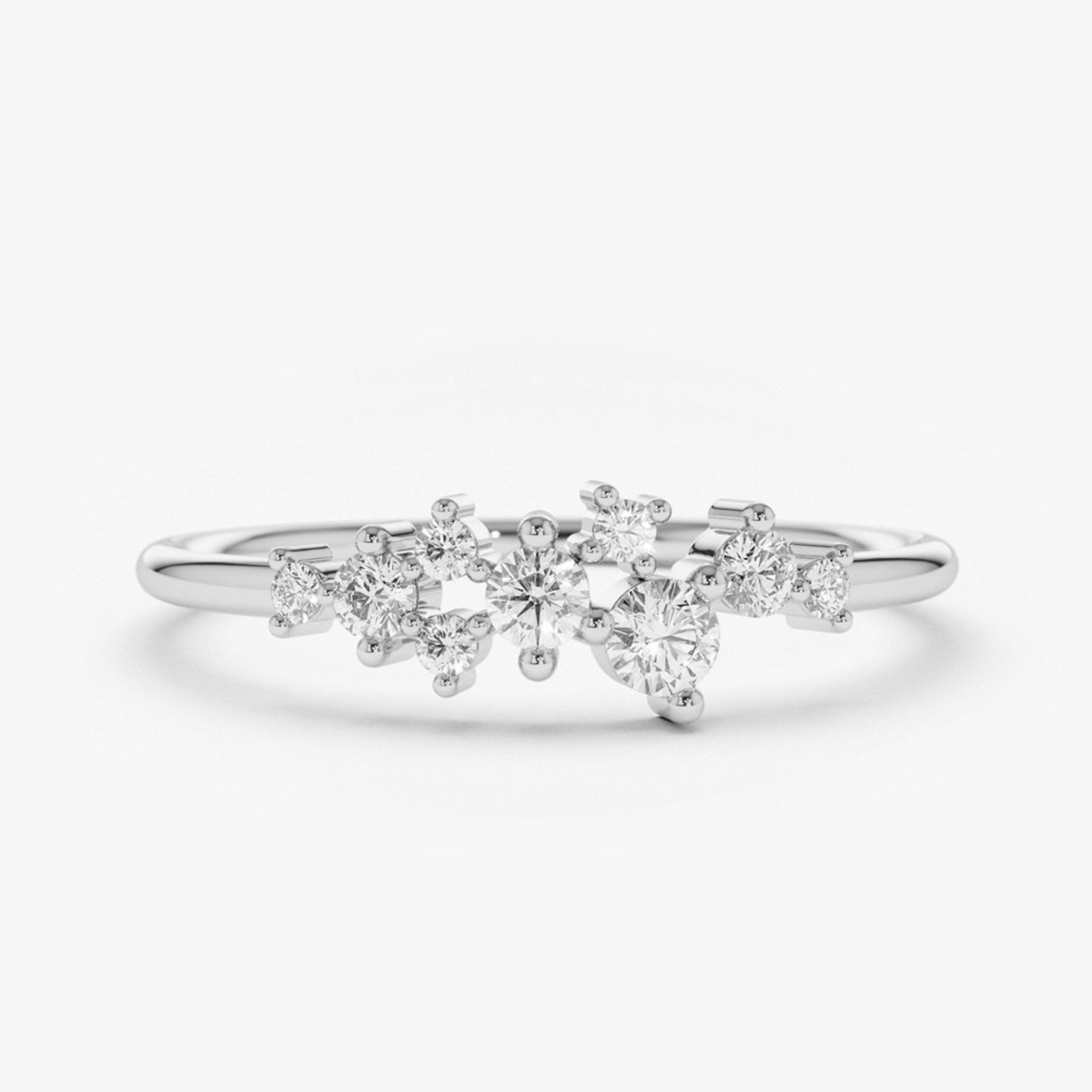 0.25 TCW Round Moissanite Cluster Ring - crownmoissanite