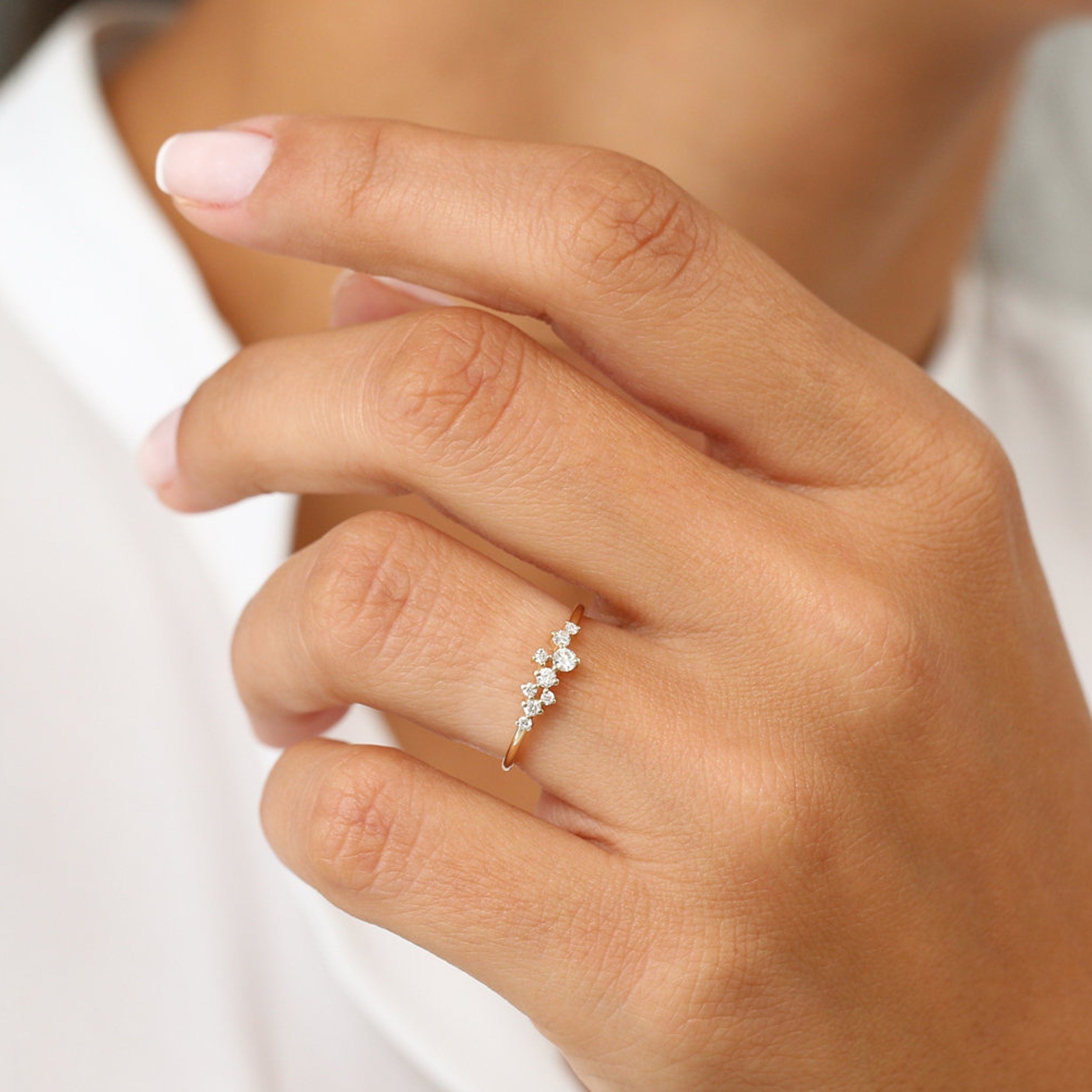 0.25 TCW Round Moissanite Cluster Ring - crownmoissanite