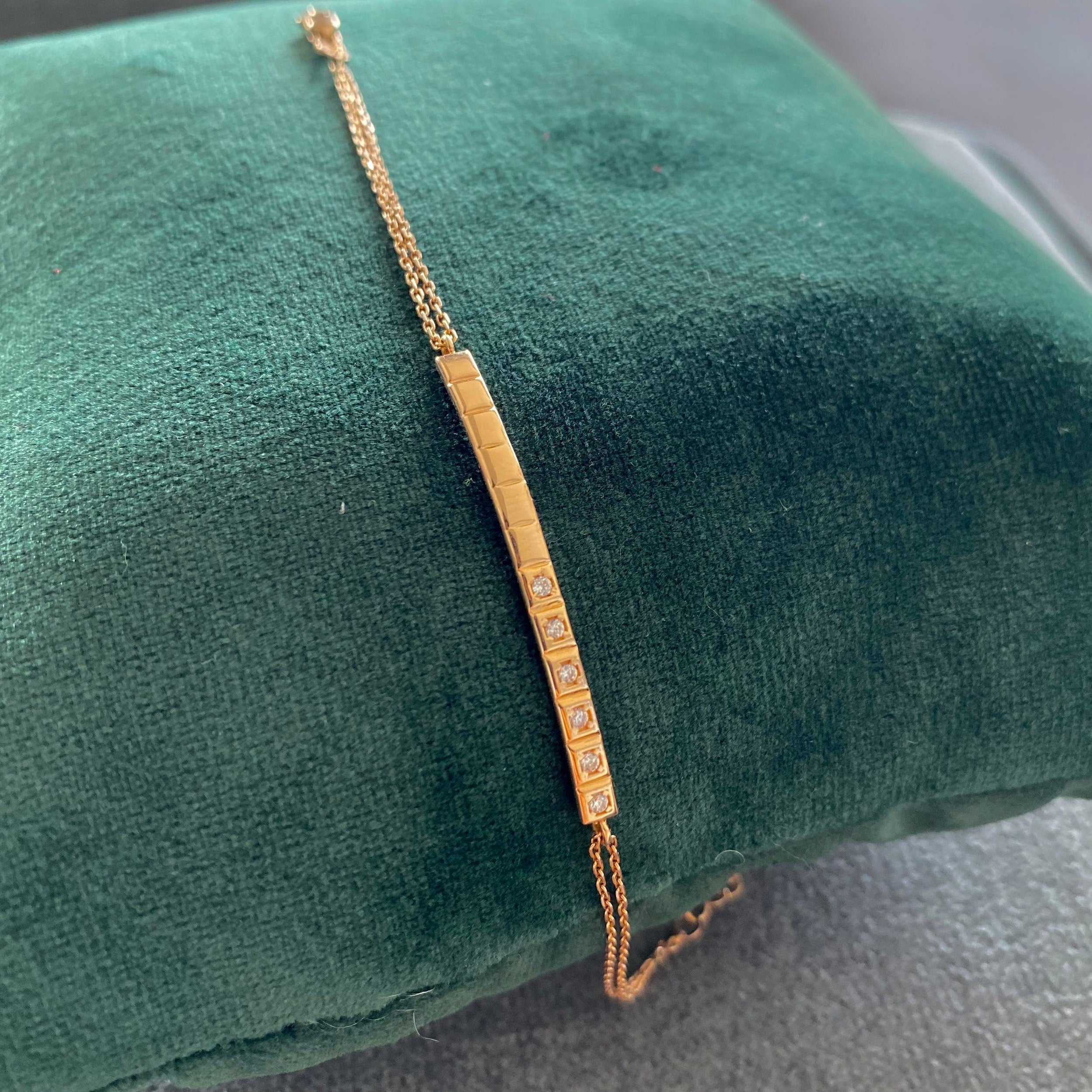 0.15 TCW Round Moissanite Mini Cube Gold Bracelet - crownmoissanite