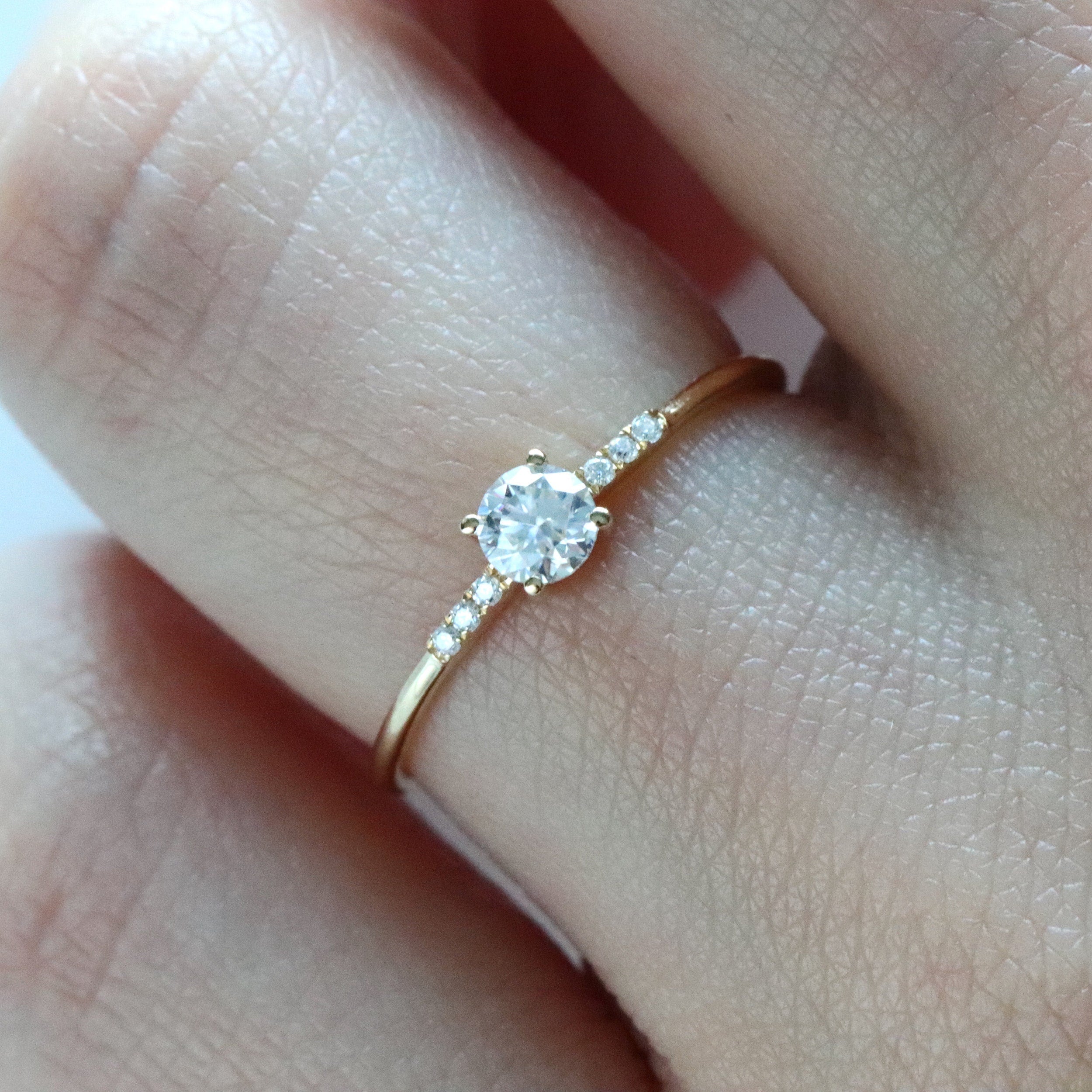 0.24 TCW Round Moissanite Minimslit Ring for Women - crownmoissanite