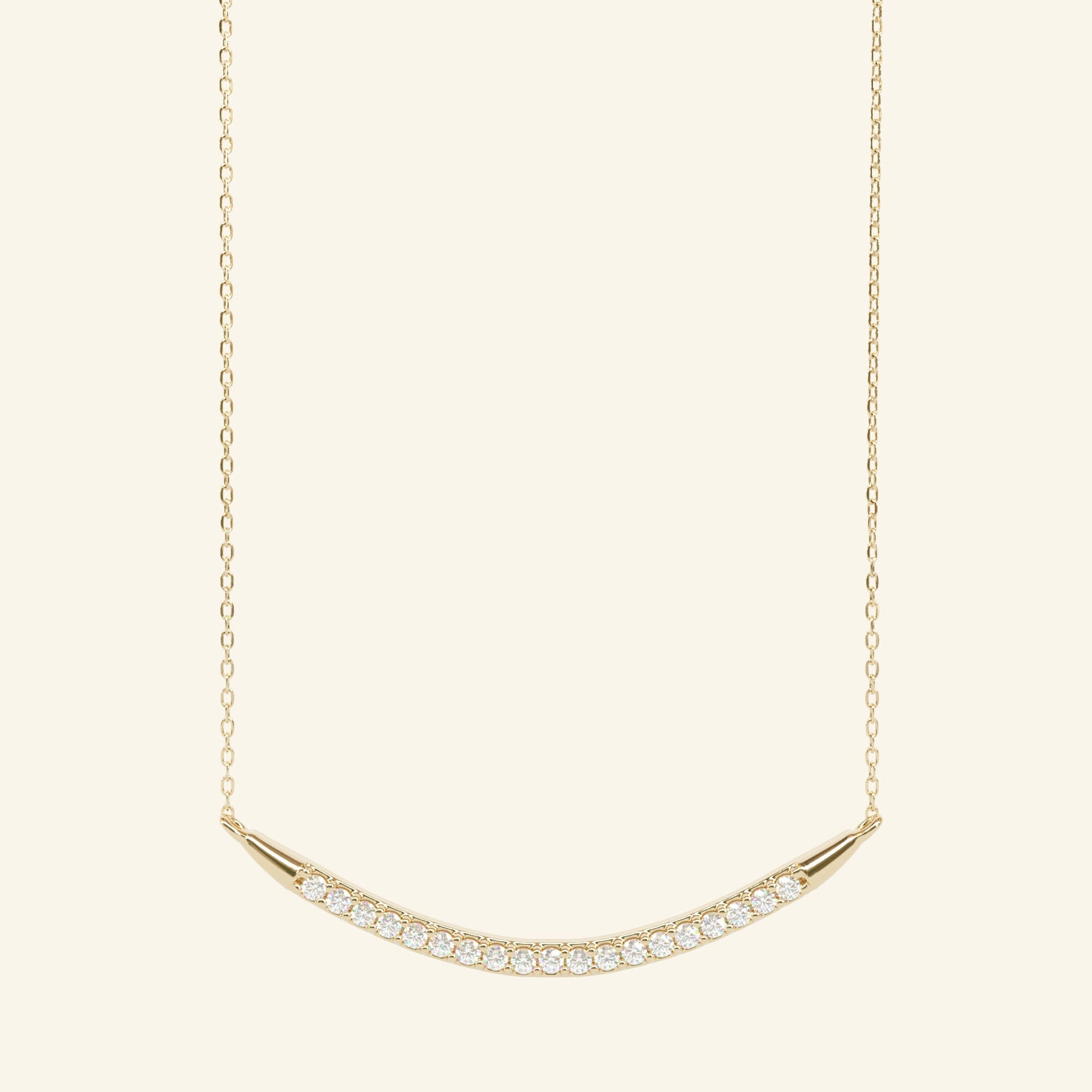 0.18 TCW Round Moissanite Curved Bar Necklace - crownmoissanite