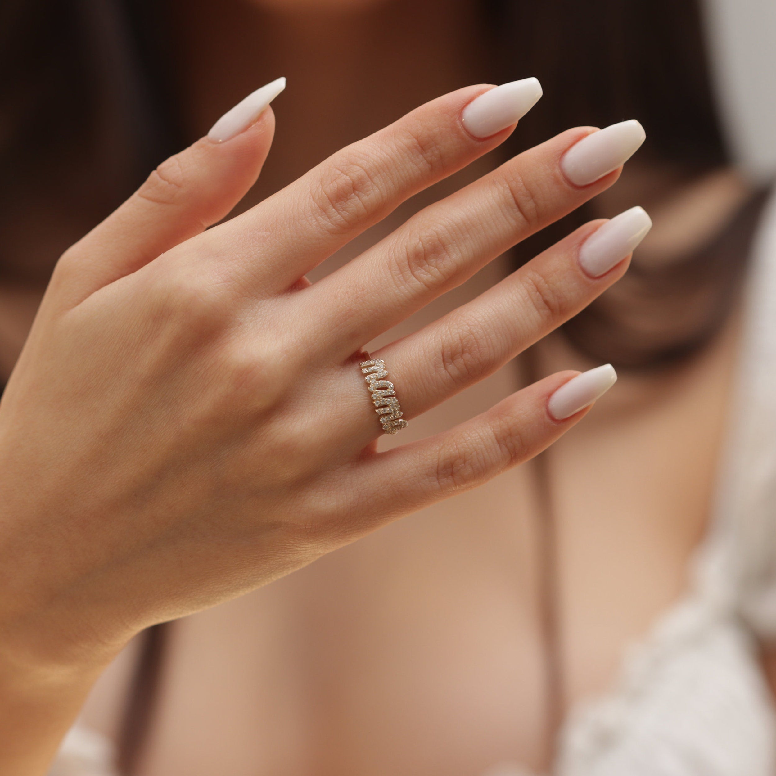 0.30 TCW Round Moissanite Mama Ring - crownmoissanite