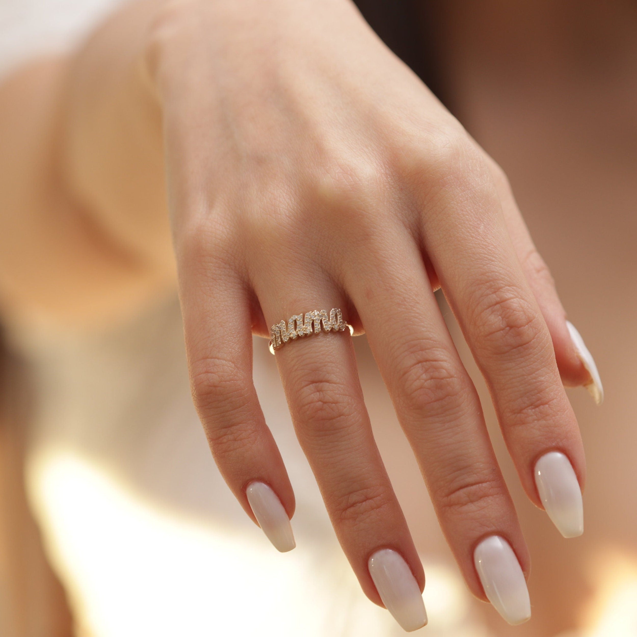 0.30 TCW Round Moissanite Mama Ring - crownmoissanite