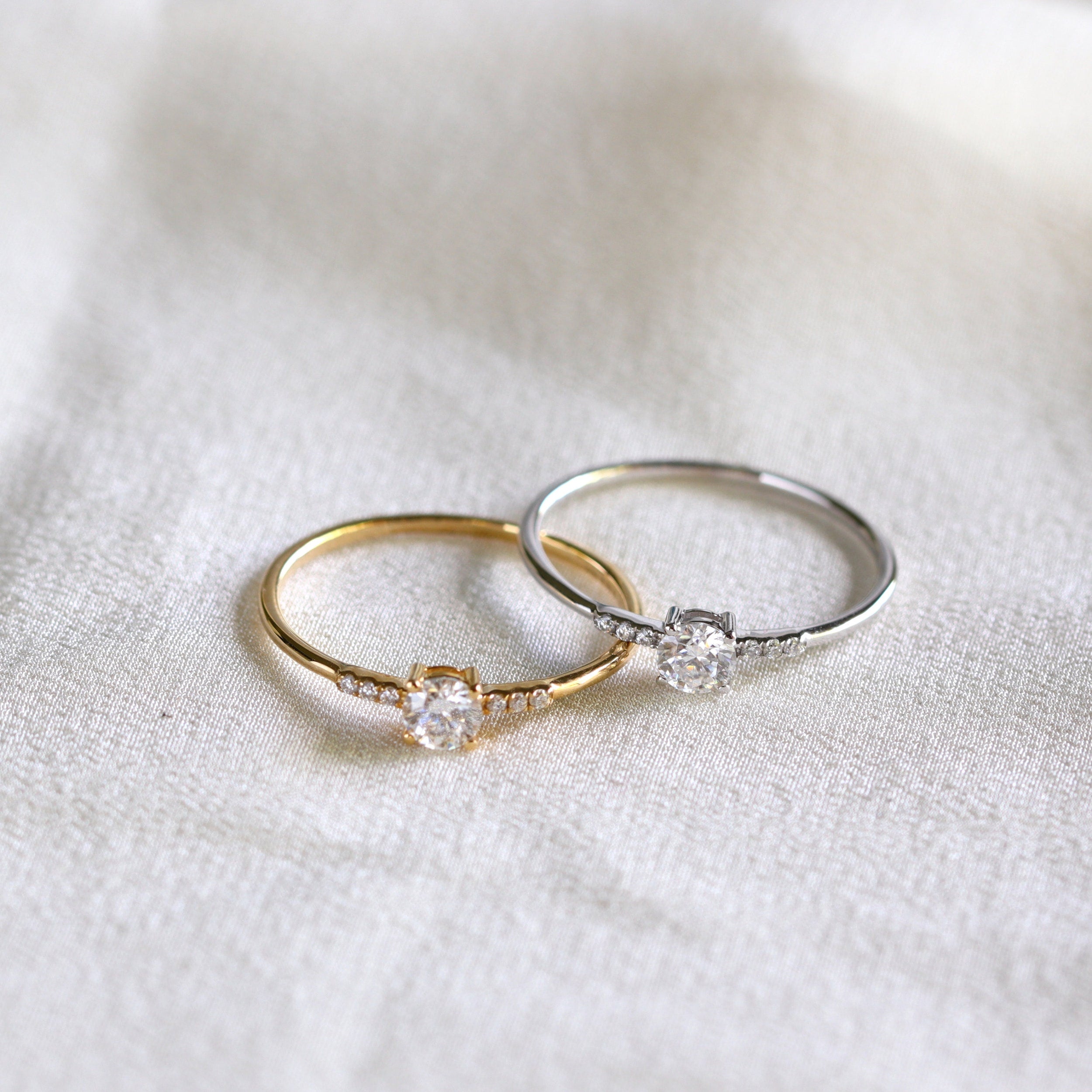 0.24 TCW Round Moissanite Minimslit Ring for Women - crownmoissanite