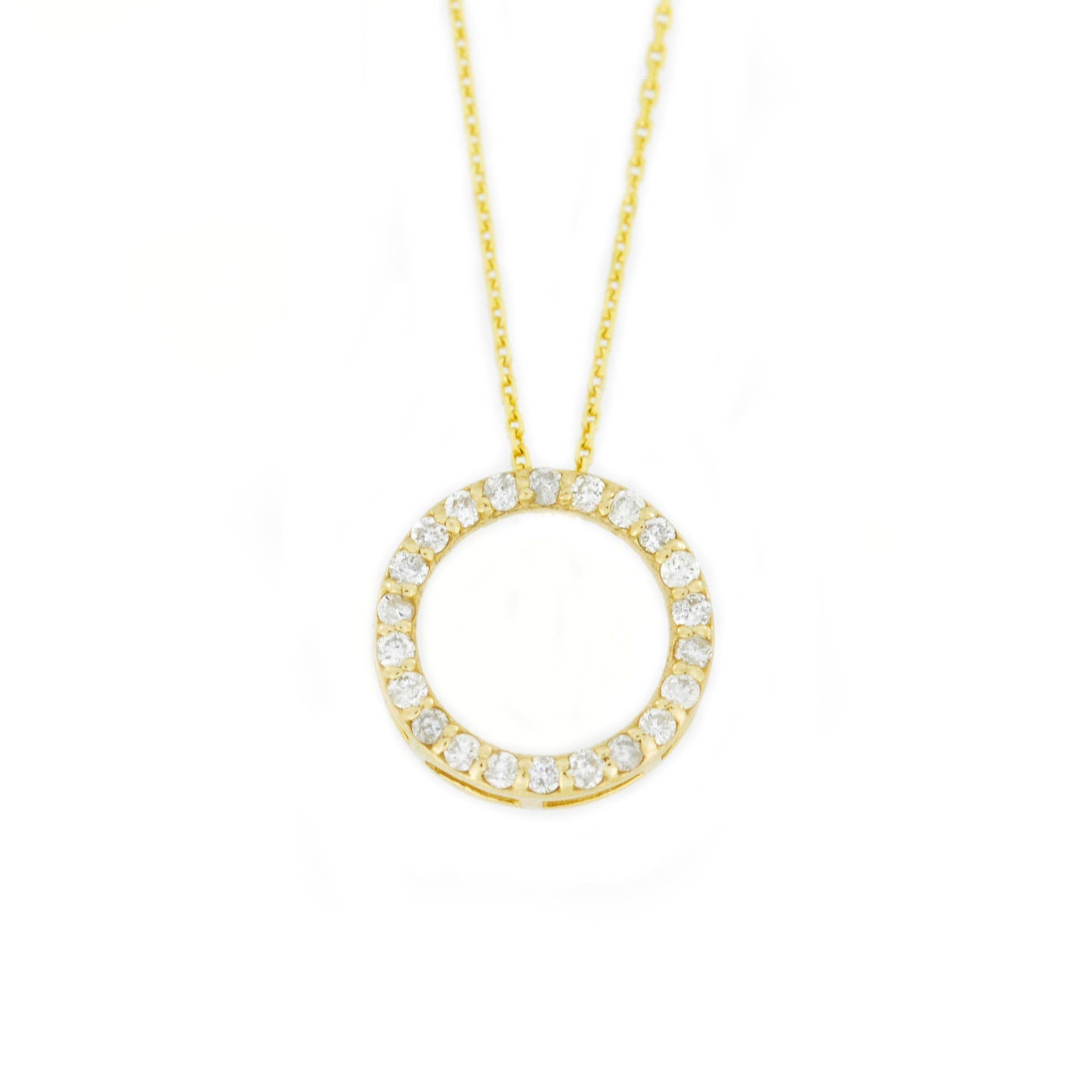 0.13 TCW Round Moissanite Open Circle Necklace for Women - crownmoissanite