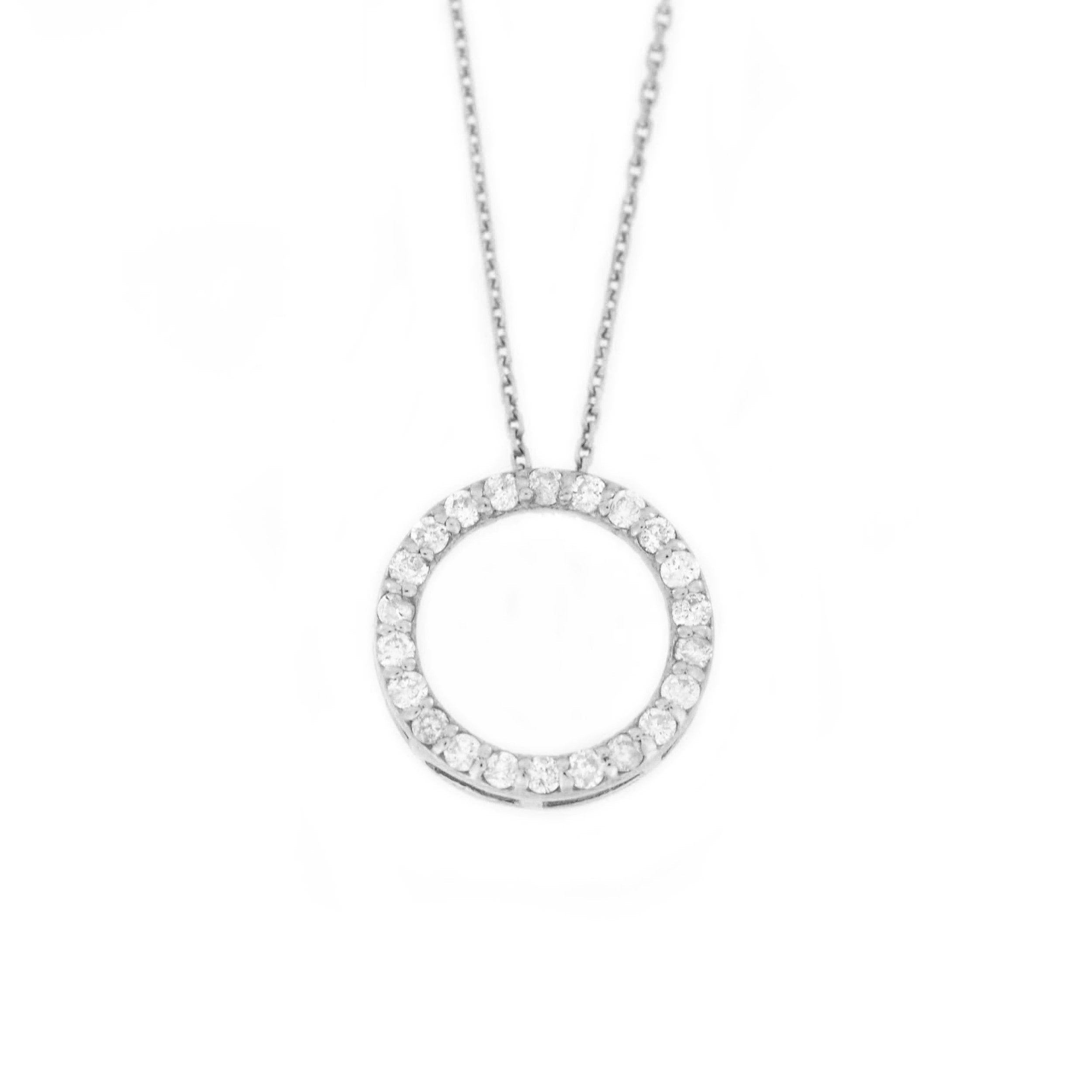 0.13 TCW Round Moissanite Open Circle Necklace for Women - crownmoissanite