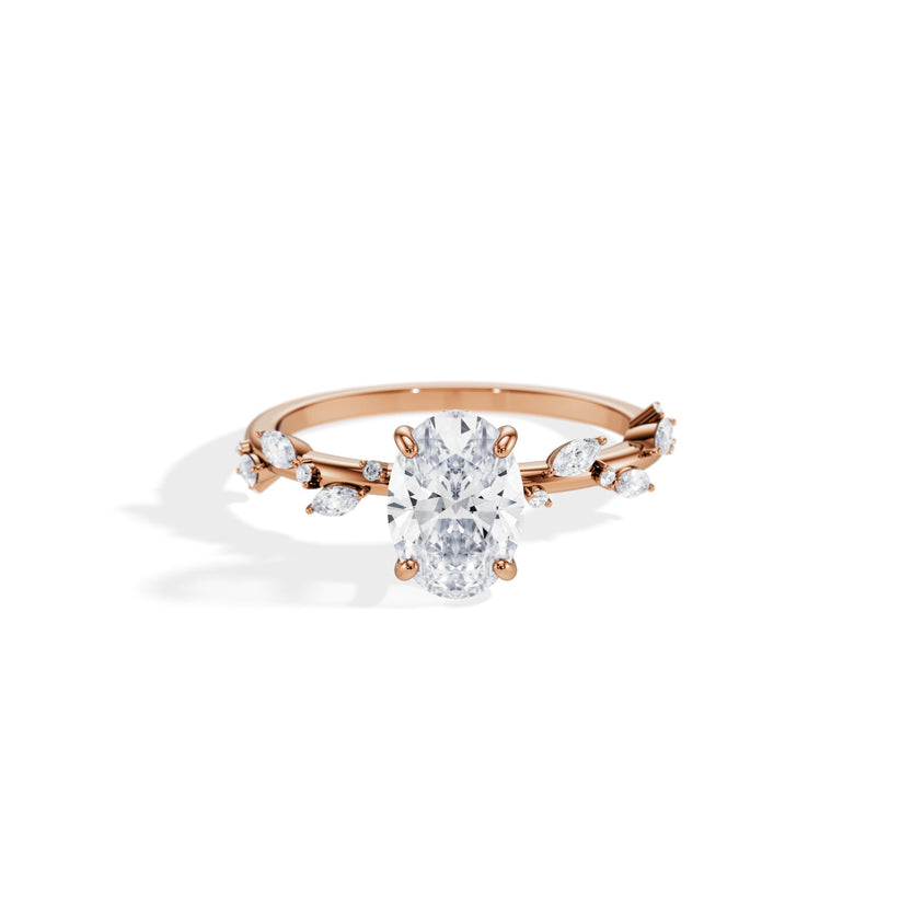 1.50 CT Oval Cluster Style Moissanite Engagement Ring