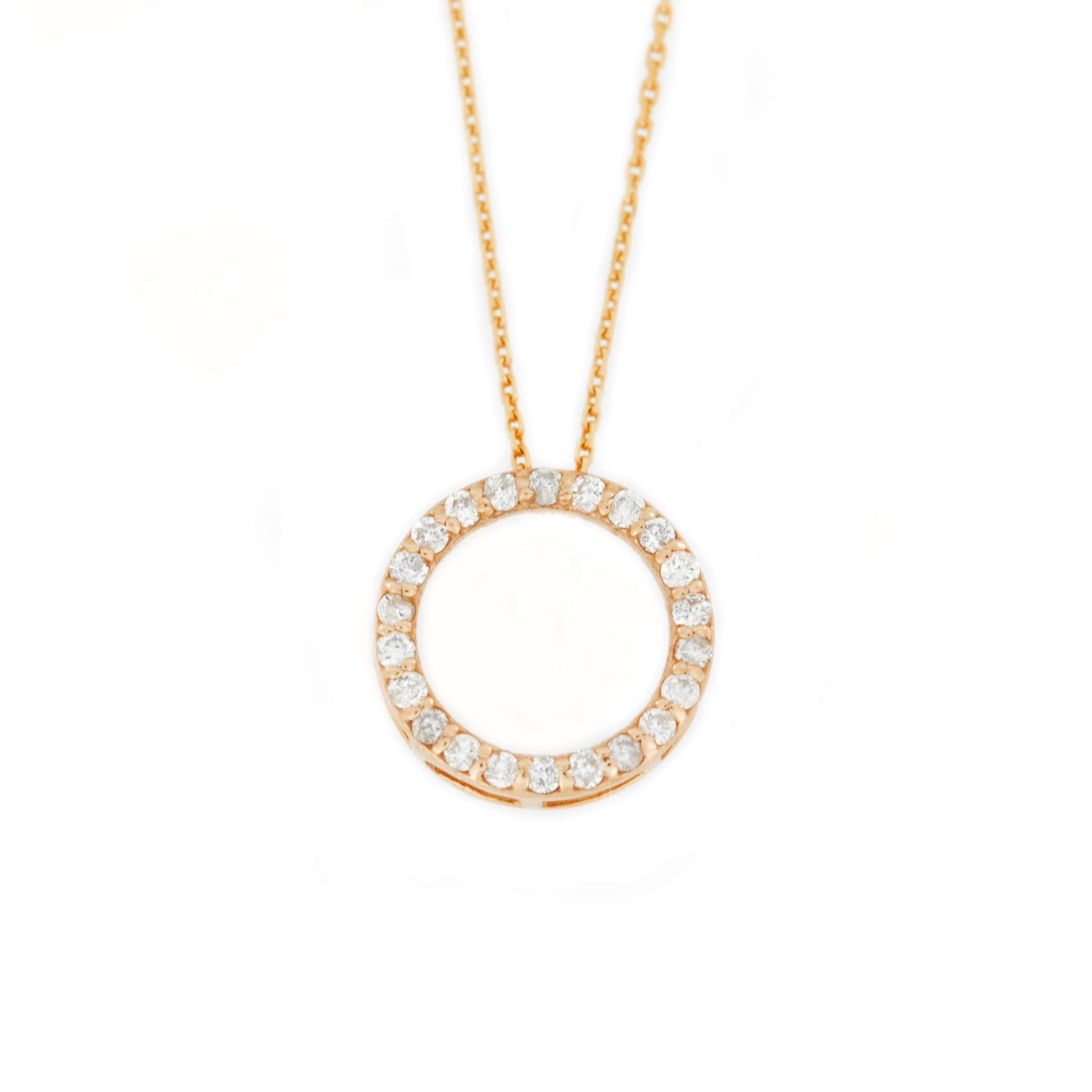 0.13 TCW Round Moissanite Open Circle Necklace for Women - crownmoissanite