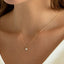 0.18 TCW Round & Baguette Moissanite Square Necklace - crownmoissanite