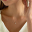 0.18 TCW Round & Baguette Moissanite Square Necklace - crownmoissanite