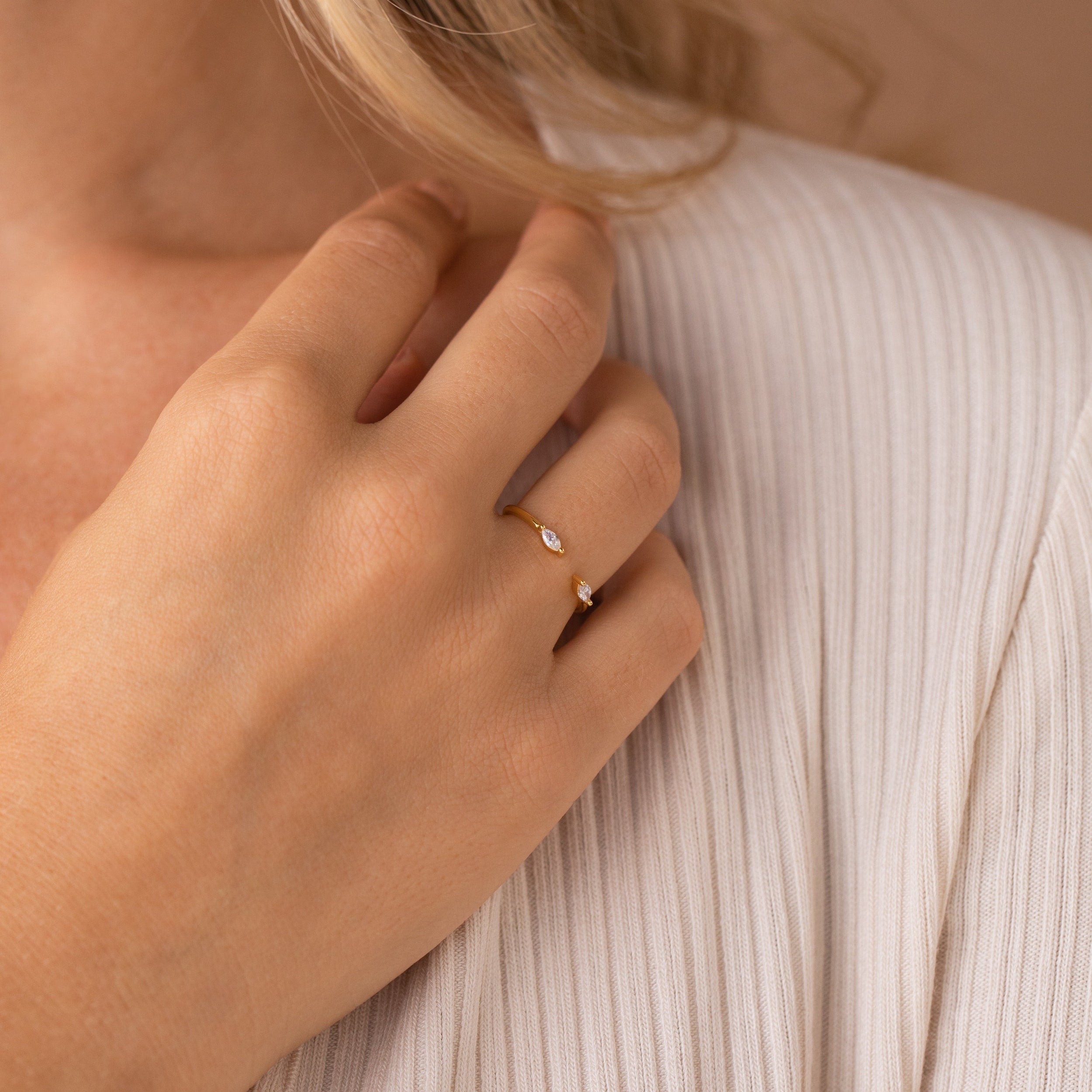 0.20 TCW Marquise Moissanite Duo Open Wedding Band - crownmoissanite