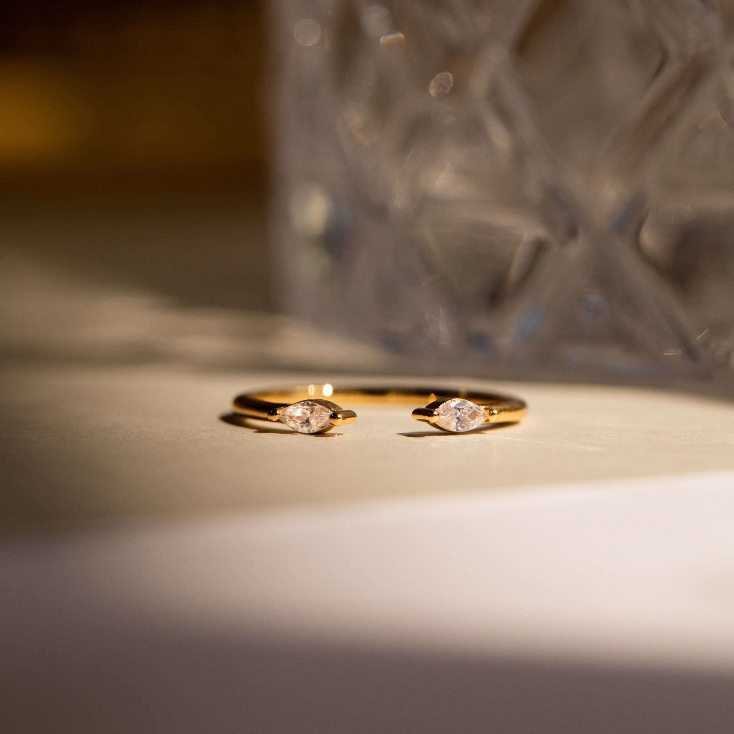 0.20 TCW Marquise Moissanite Duo Open Wedding Band - crownmoissanite