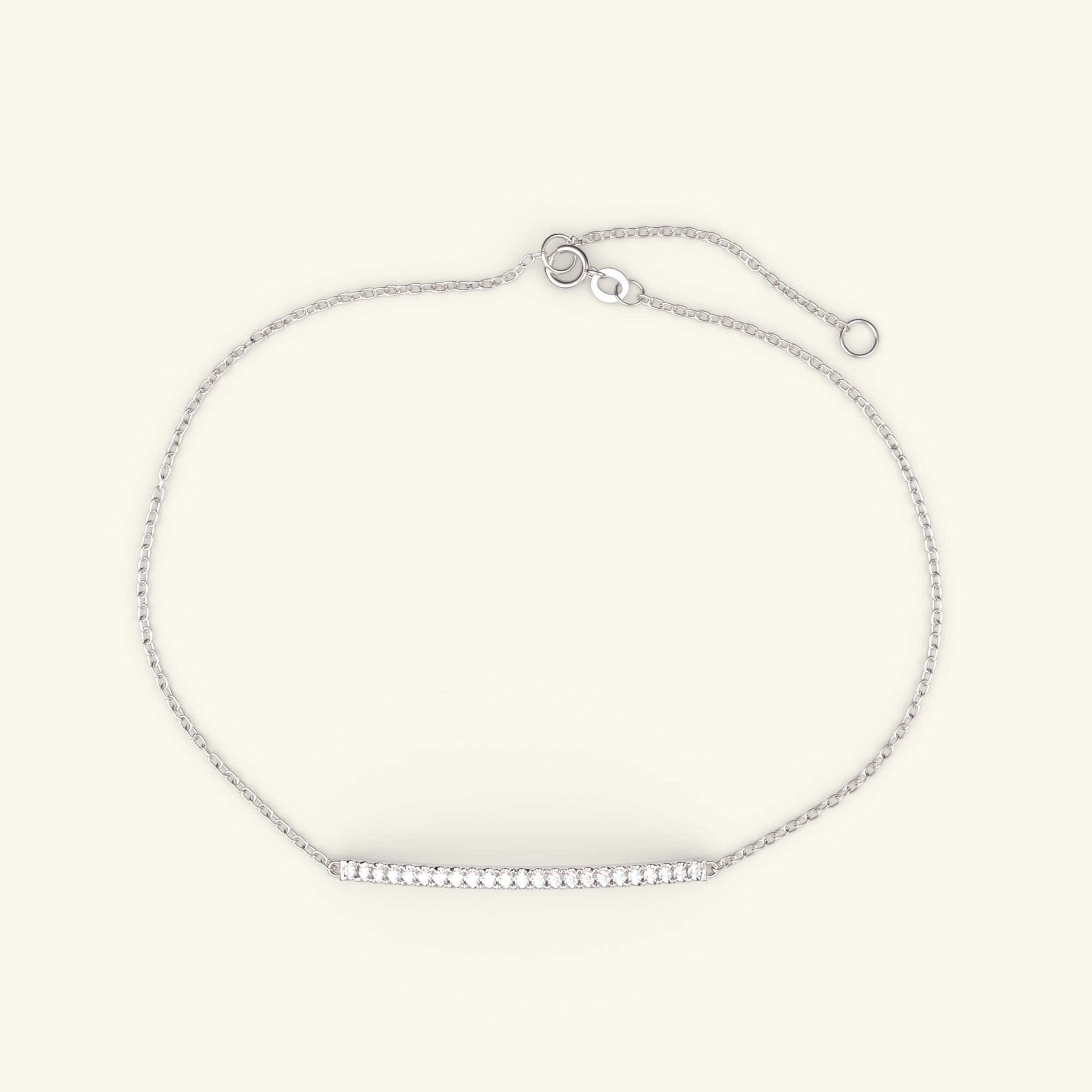 0.11 TCW Round Moissanite Bar Setting Bracelet - crownmoissanite