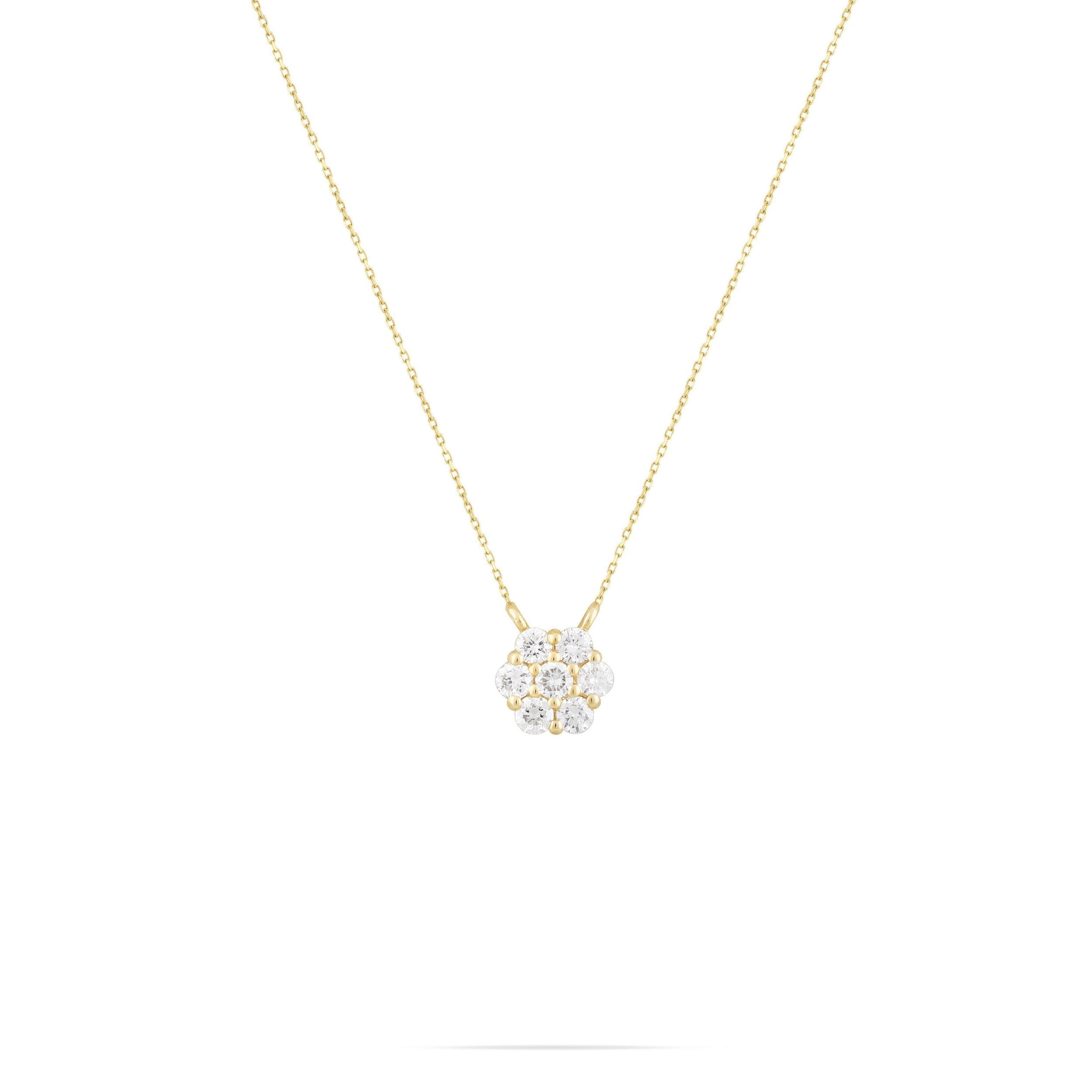 0.21 TCW Round Moissanite Flower Pendant Necklace - crownmoissanite