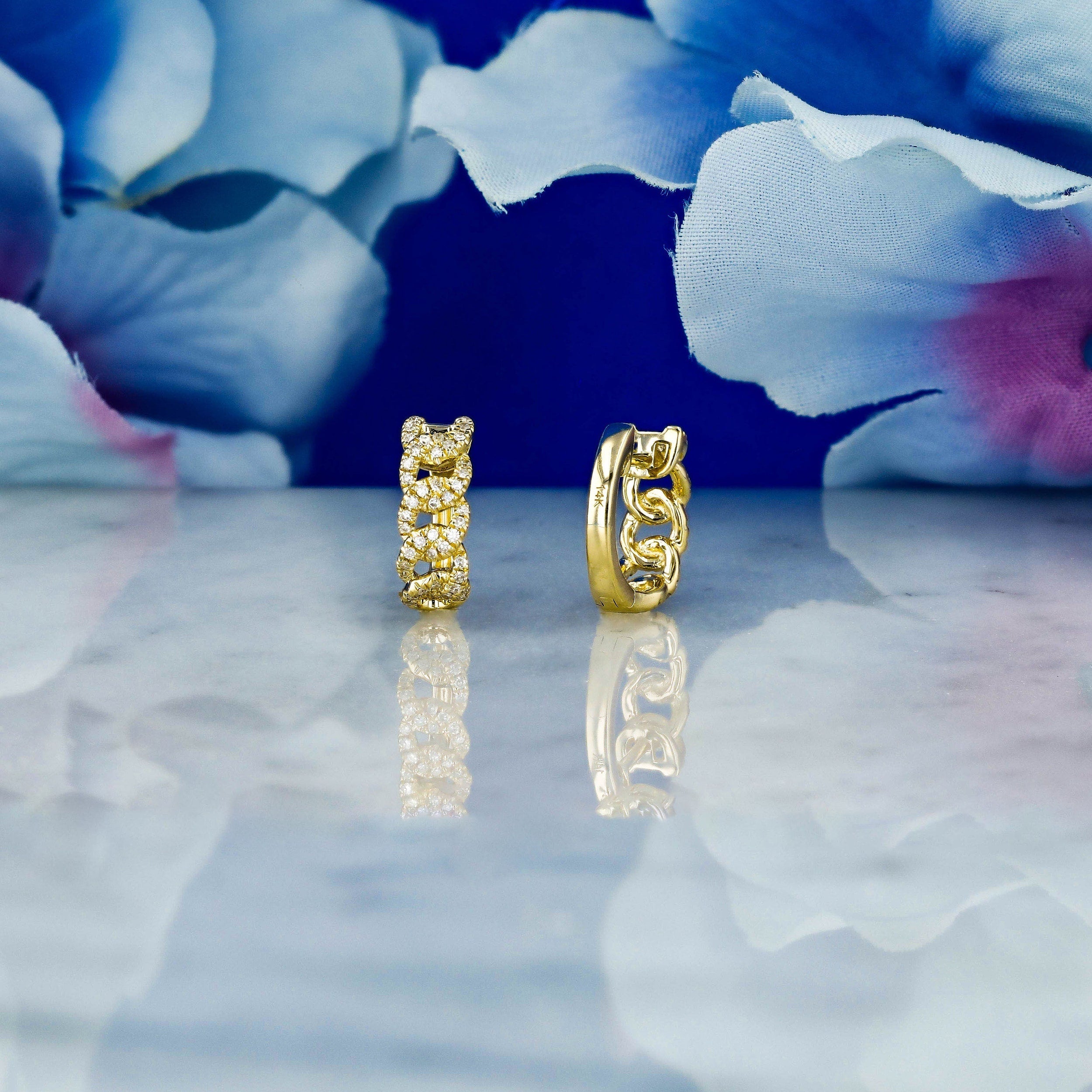 0.24 TCW Round Moissanite Diamond Link Hoop Earrings - crownmoissanite