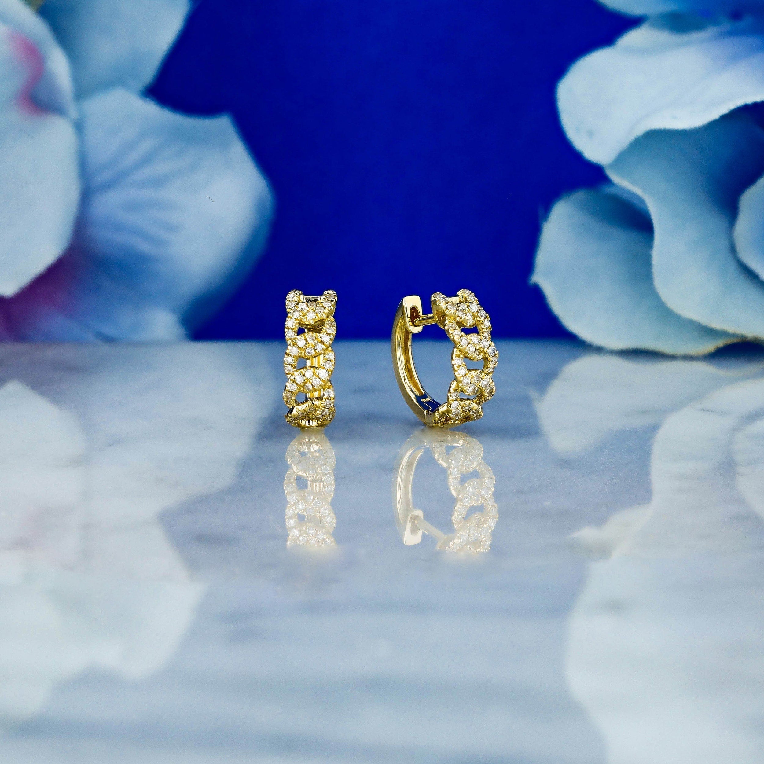 0.24 TCW Round Moissanite Diamond Link Hoop Earrings - crownmoissanite