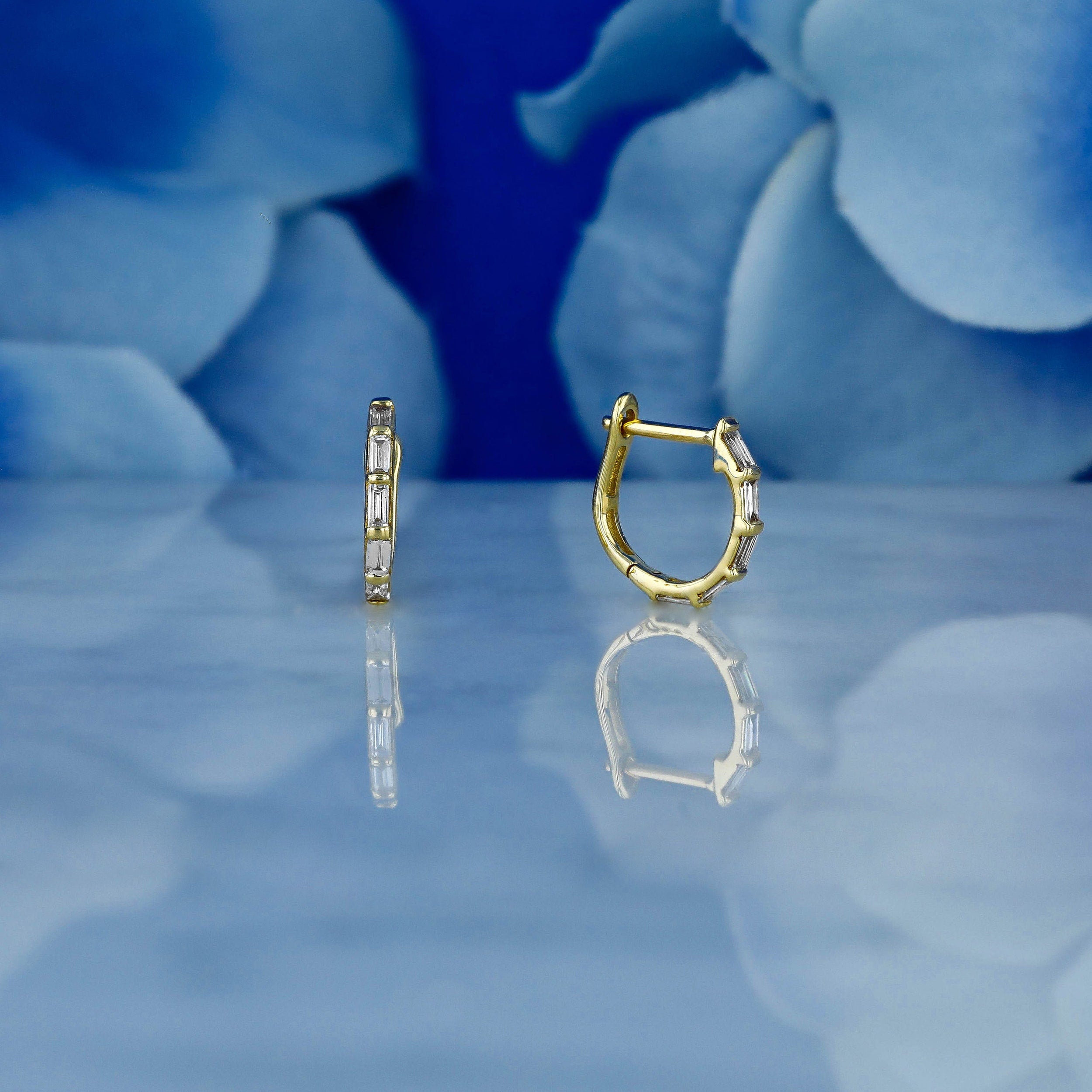 0.22 TCW Baguette Moissanite Diamond Hoop Earrings - crownmoissanite