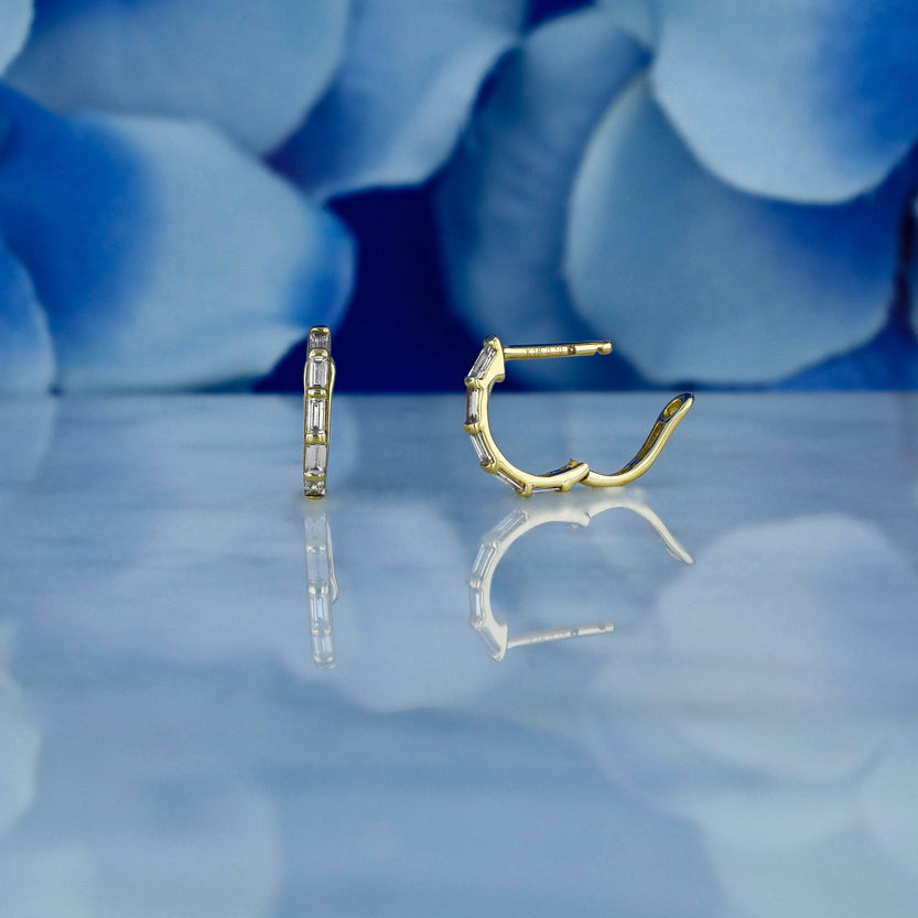 0.22 TCW Baguette Moissanite Diamond Hoop Earrings - crownmoissanite