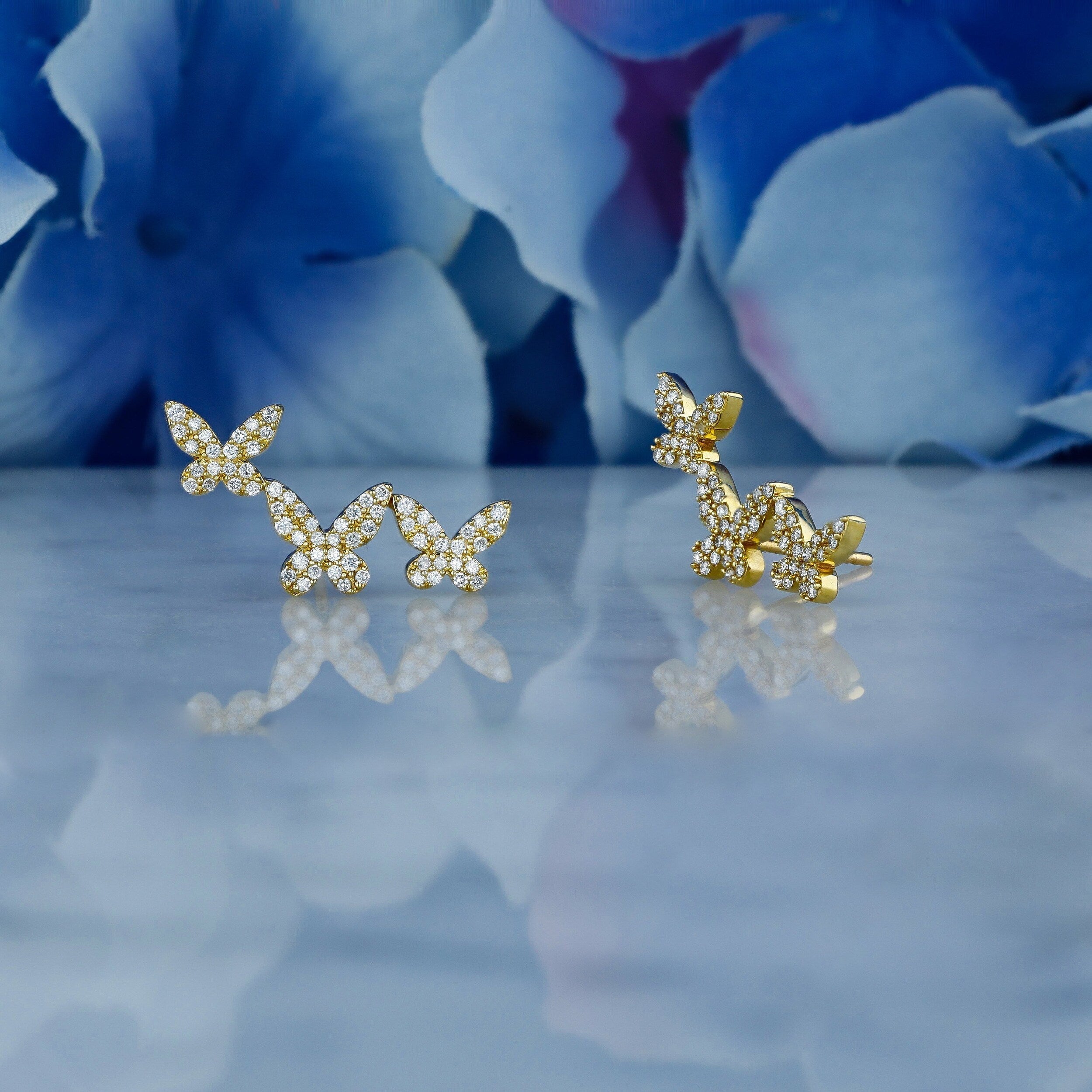 0.56 TCW Round Moissanite Diamond Ear Crawlers Earrings - crownmoissanite