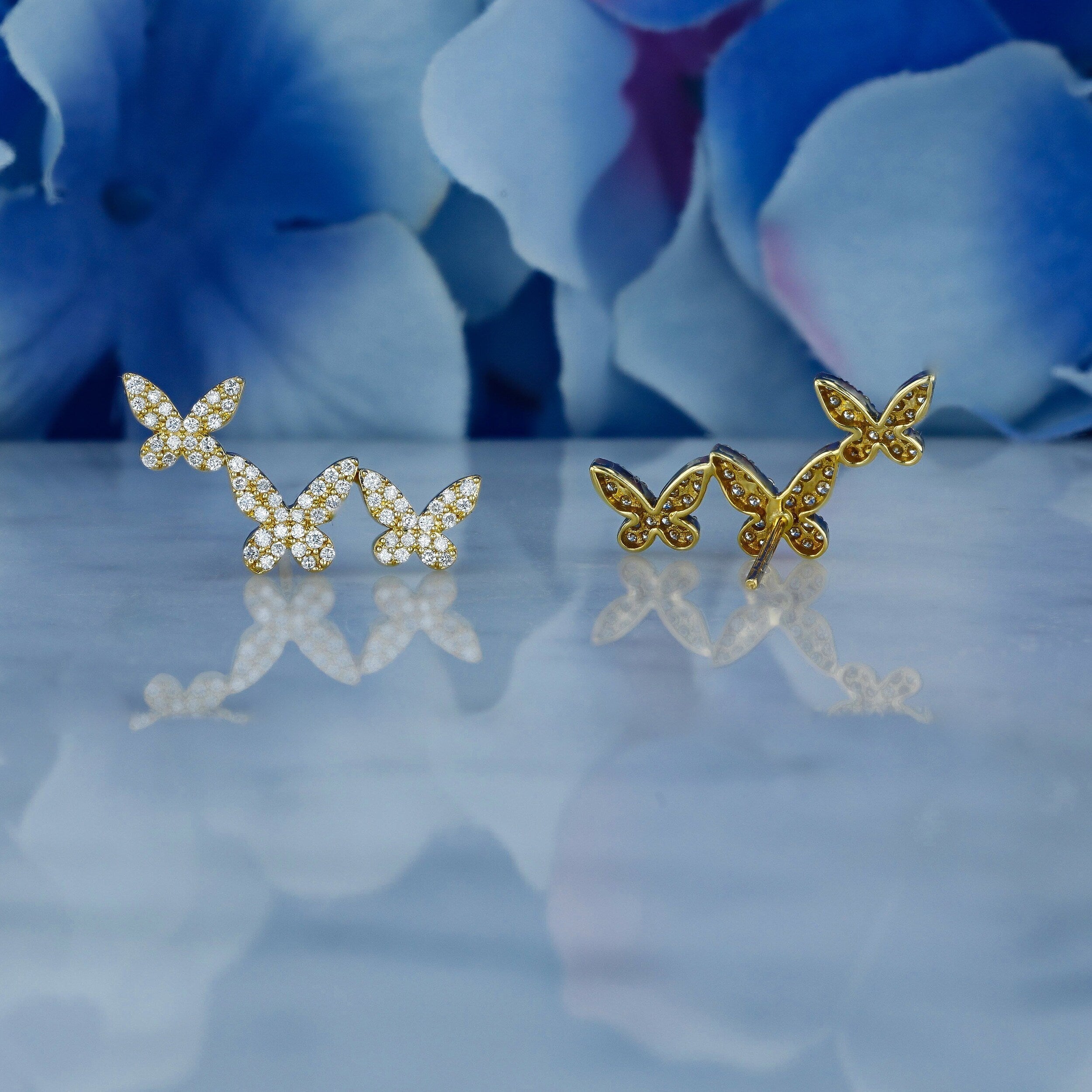 0.56 TCW Round Moissanite Diamond Ear Crawlers Earrings - crownmoissanite