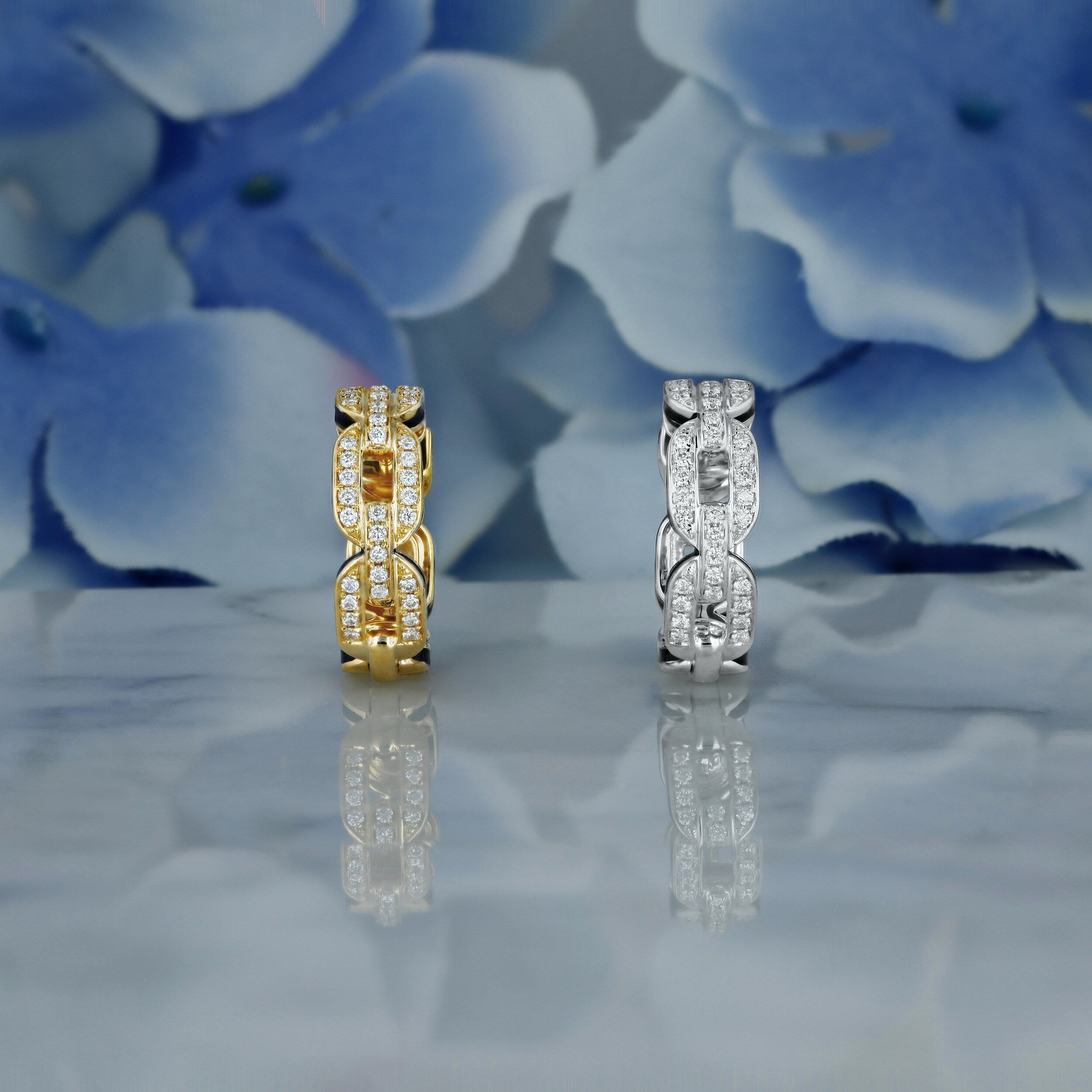 0.45 TCW Round Moissanite Diamond Link Hoop Earrings - crownmoissanite