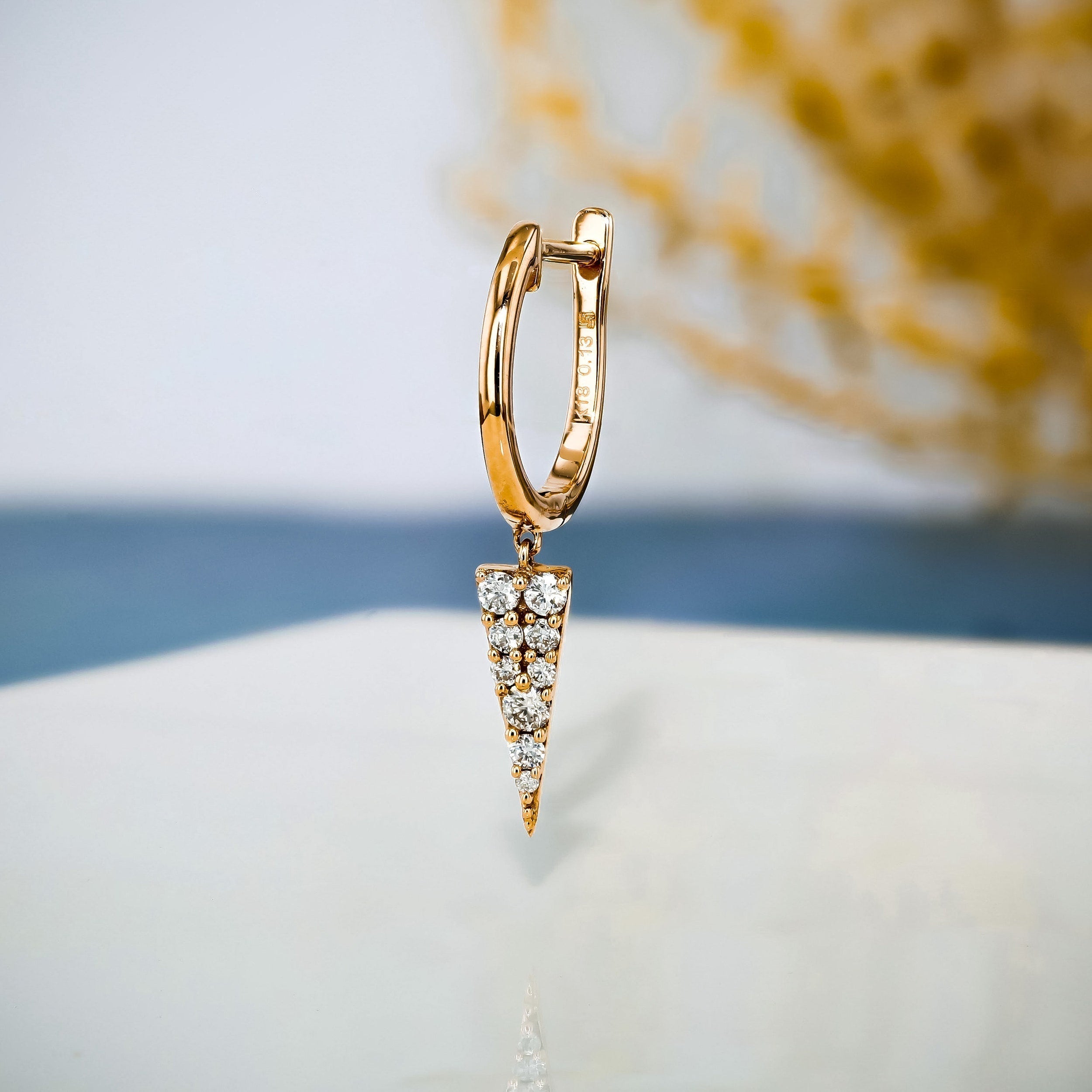 0.25 TCW Round Moissanite Diamond Drop Hoop Earrings - crownmoissanite