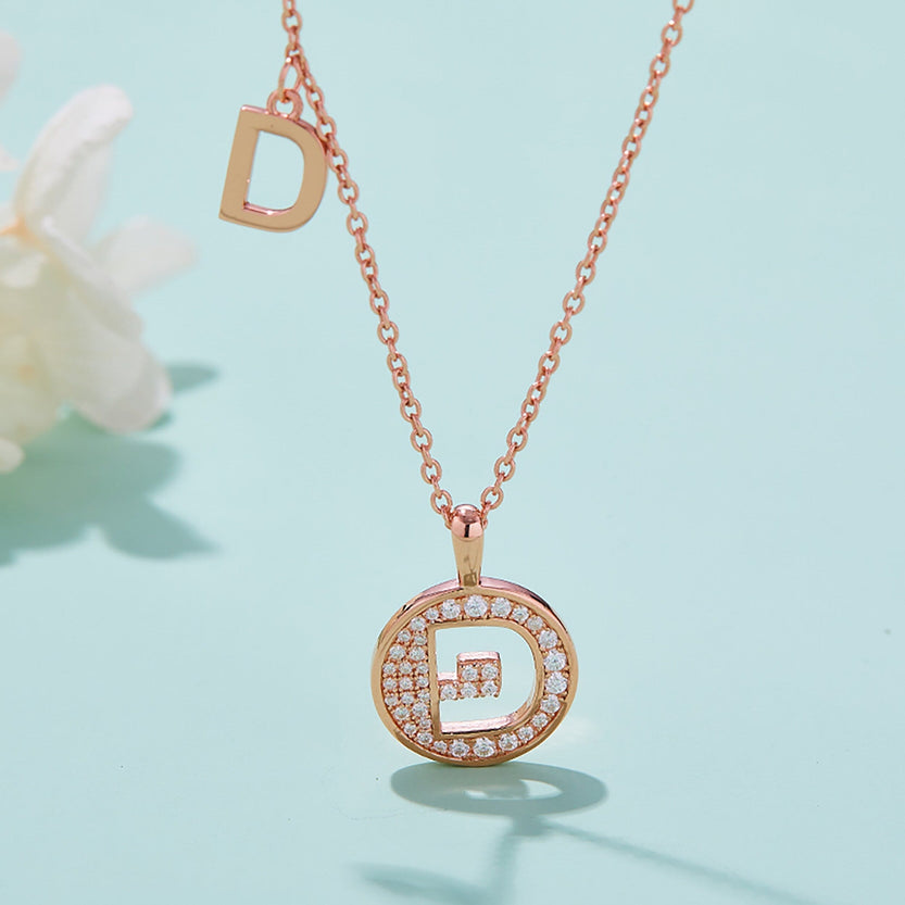 Customized "D" Letter Moissanite Diamond Necklace - crownmoissanite