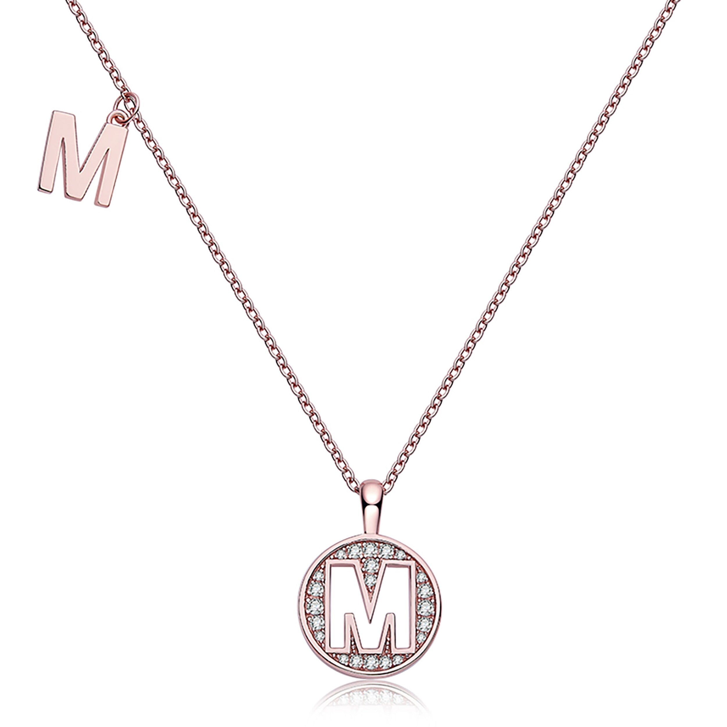 Customized "M" Letter Moissanite Diamond Necklace - crownmoissanite