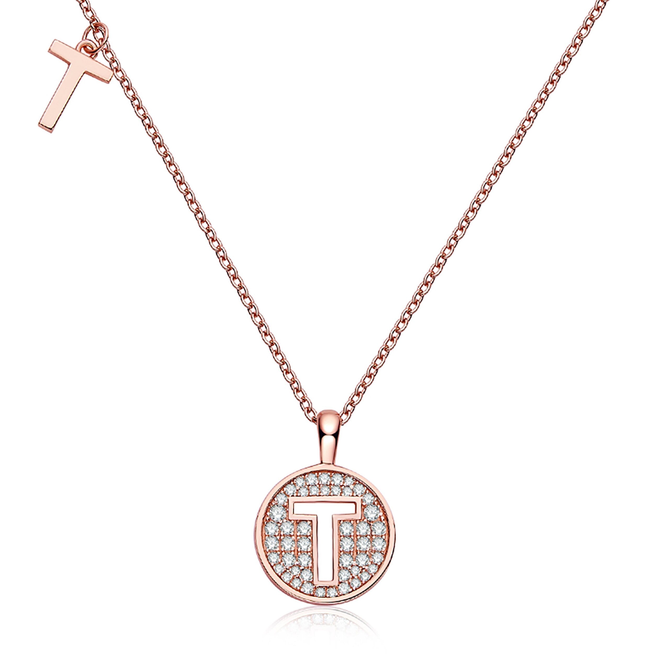 Customized "T" Letter Moissanite Diamond Necklace - crownmoissanite