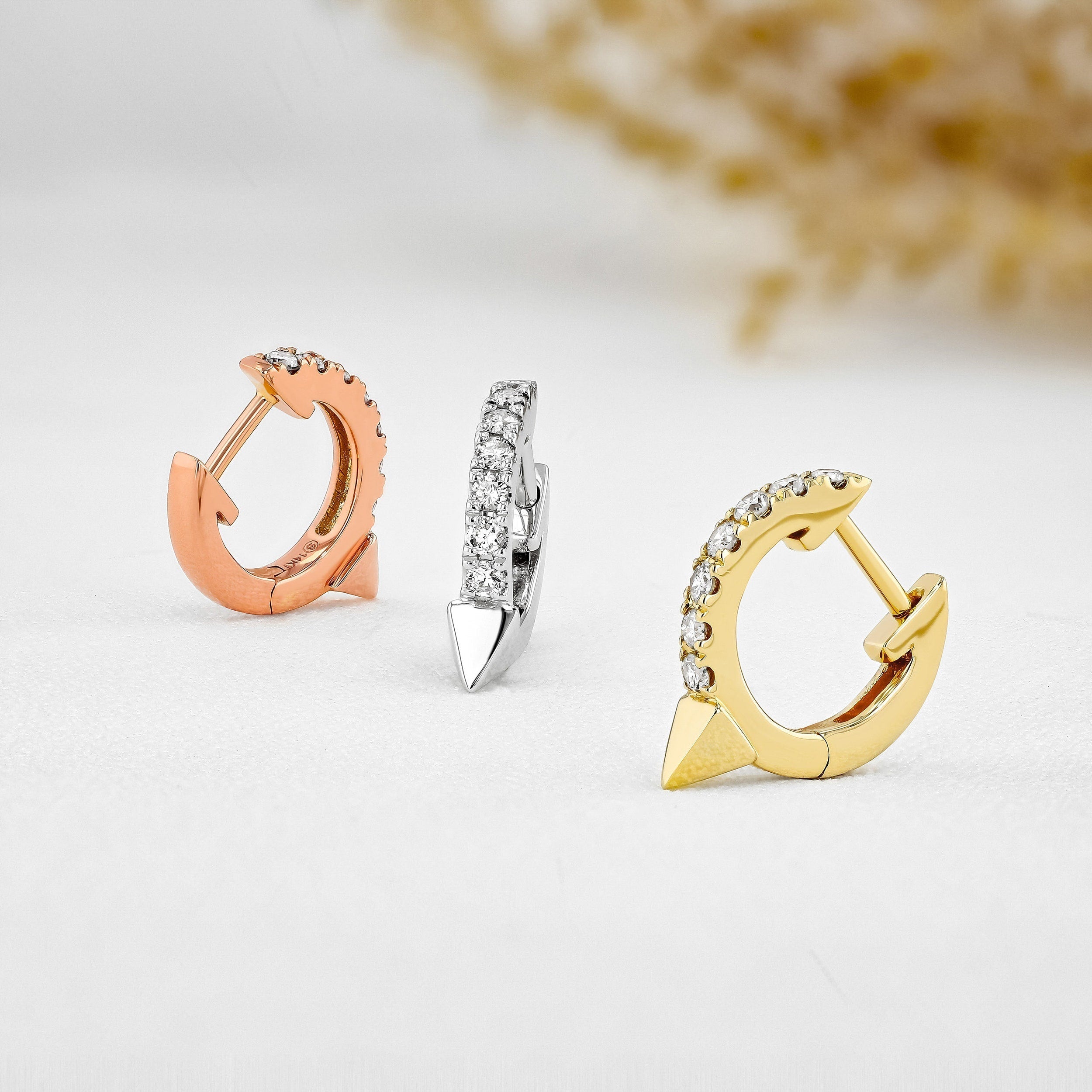 0.26 TCW Round Moissanite Diamond Huggie Hoop Earrings - crownmoissanite