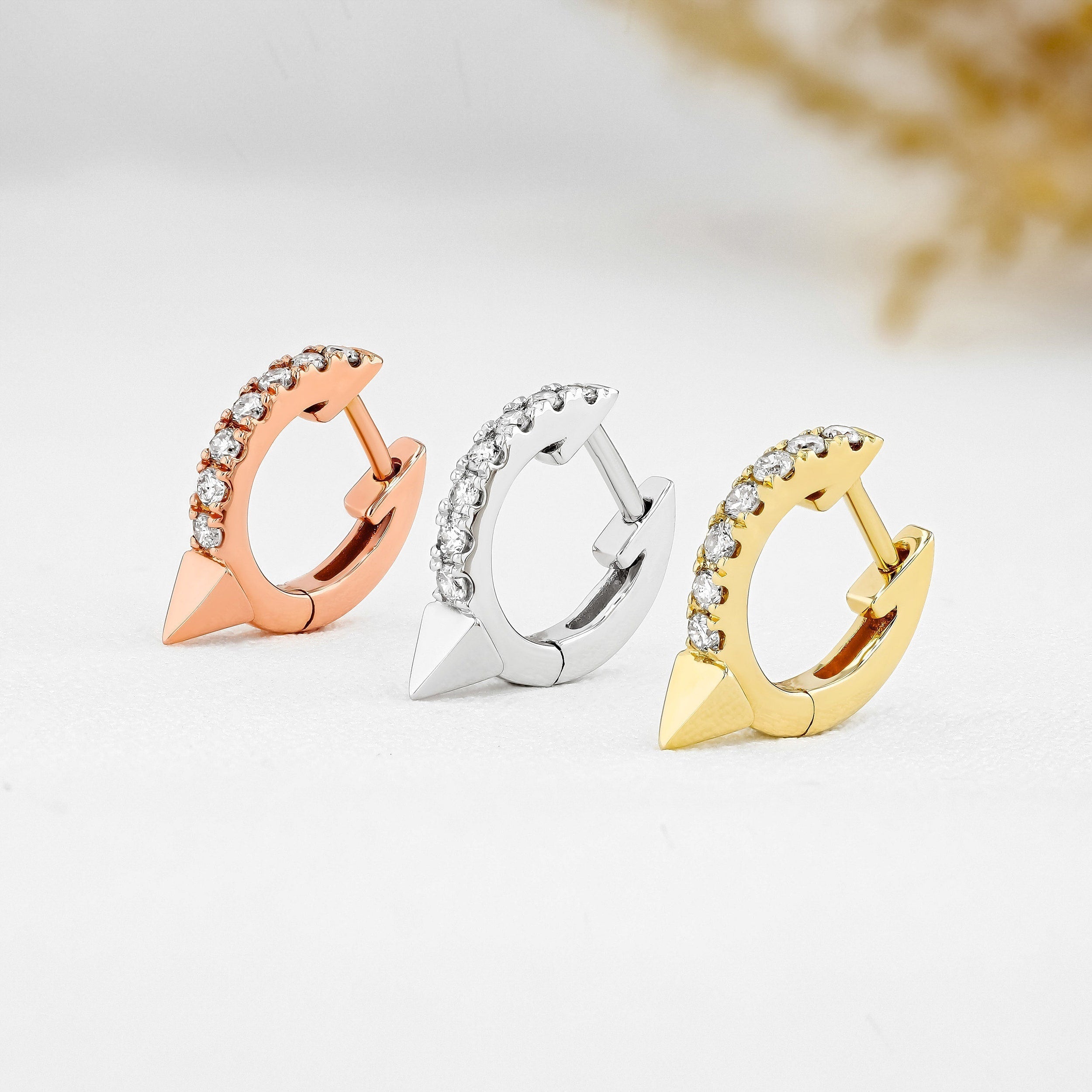 0.26 TCW Round Moissanite Diamond Huggie Hoop Earrings - crownmoissanite