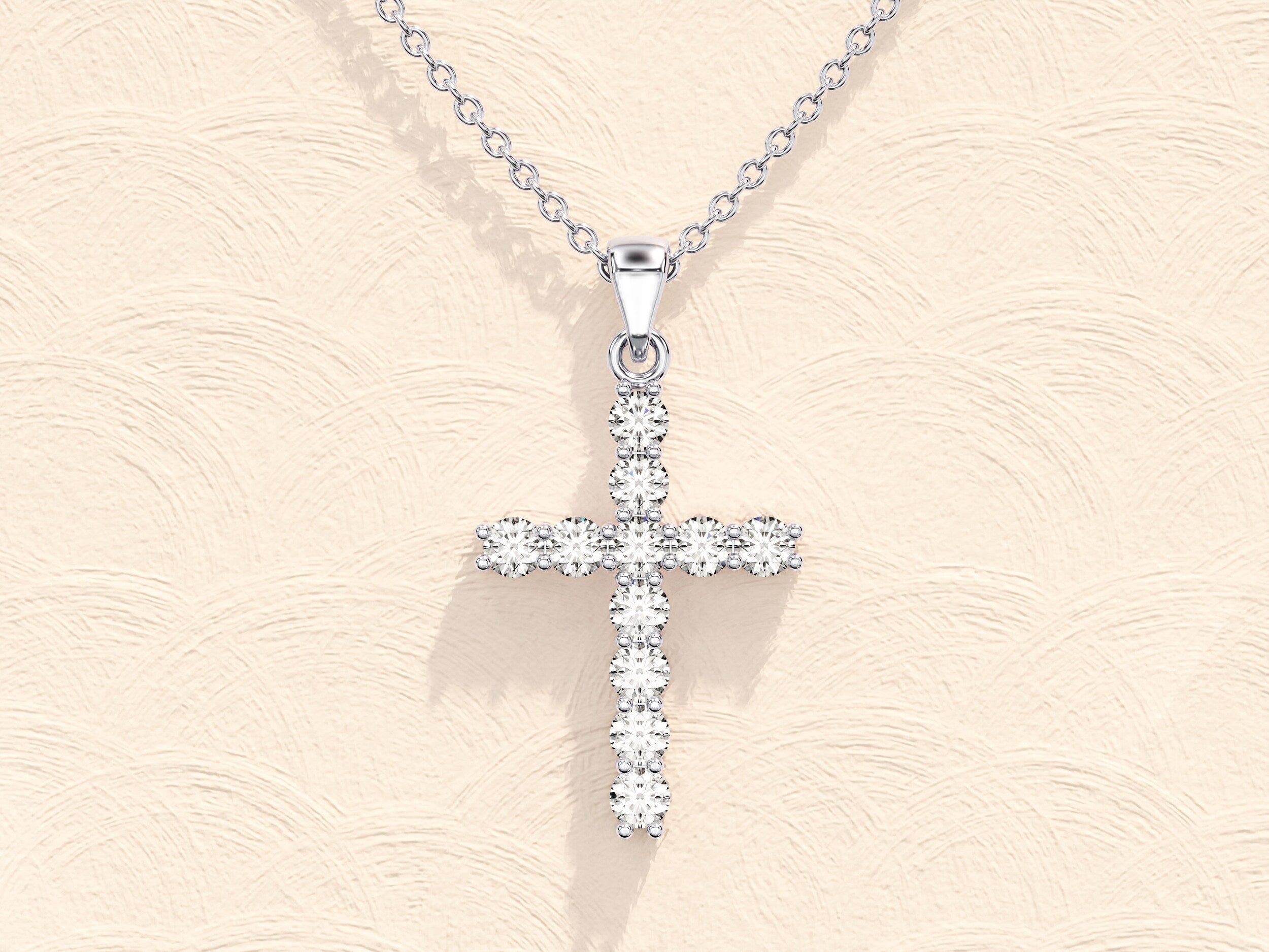 0.22 TCW Round Moissanite Diamond Cross Pendent Necklace - crownmoissanite