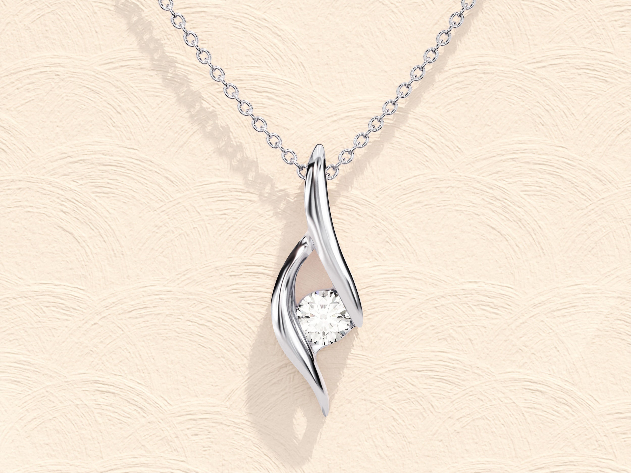 0.10 TCW Round Moissanite Diamond Soloitaire Necklace - crownmoissanite
