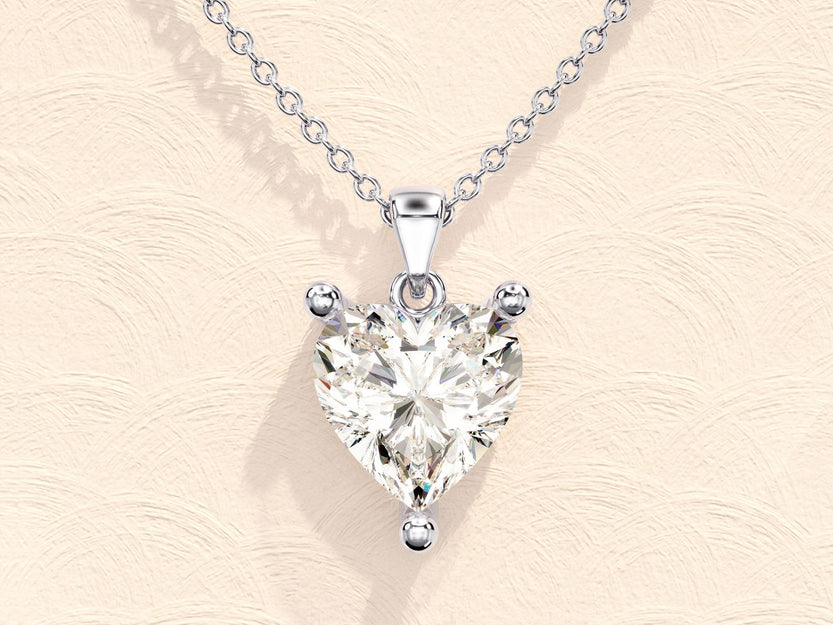 1.0 CT Heart Moissanite Diamond Solitaire Necklace - crownmoissanite